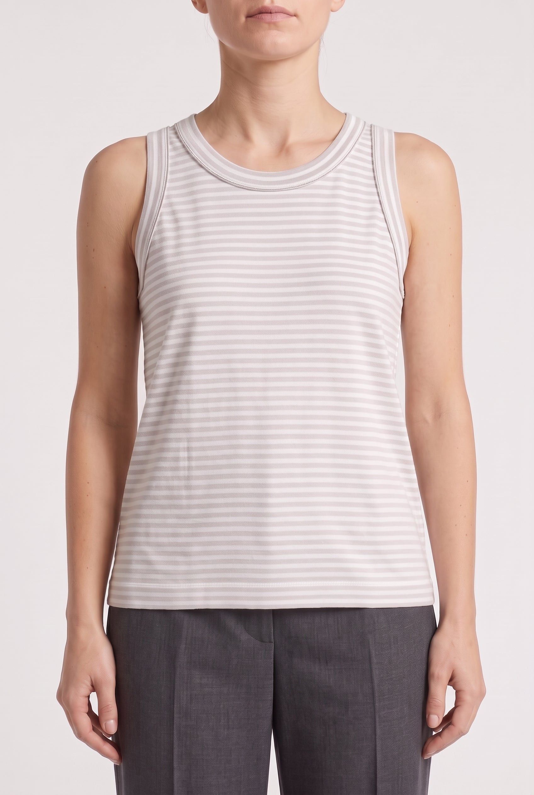 Women's Light Grey Striped Tank Top in Gray, Women's (Size Xxs)