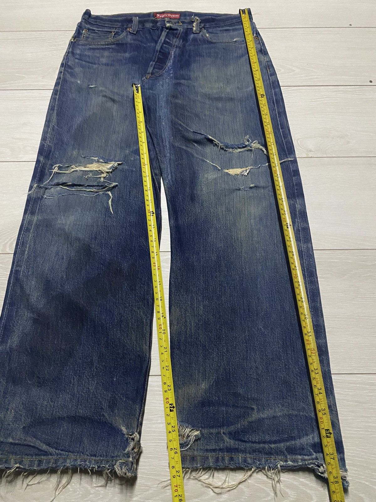 Supreme Vintage Supreme Denim Selvedge Baggy Heavy Repair Jeans Size US 33 - 21 Thumbnail