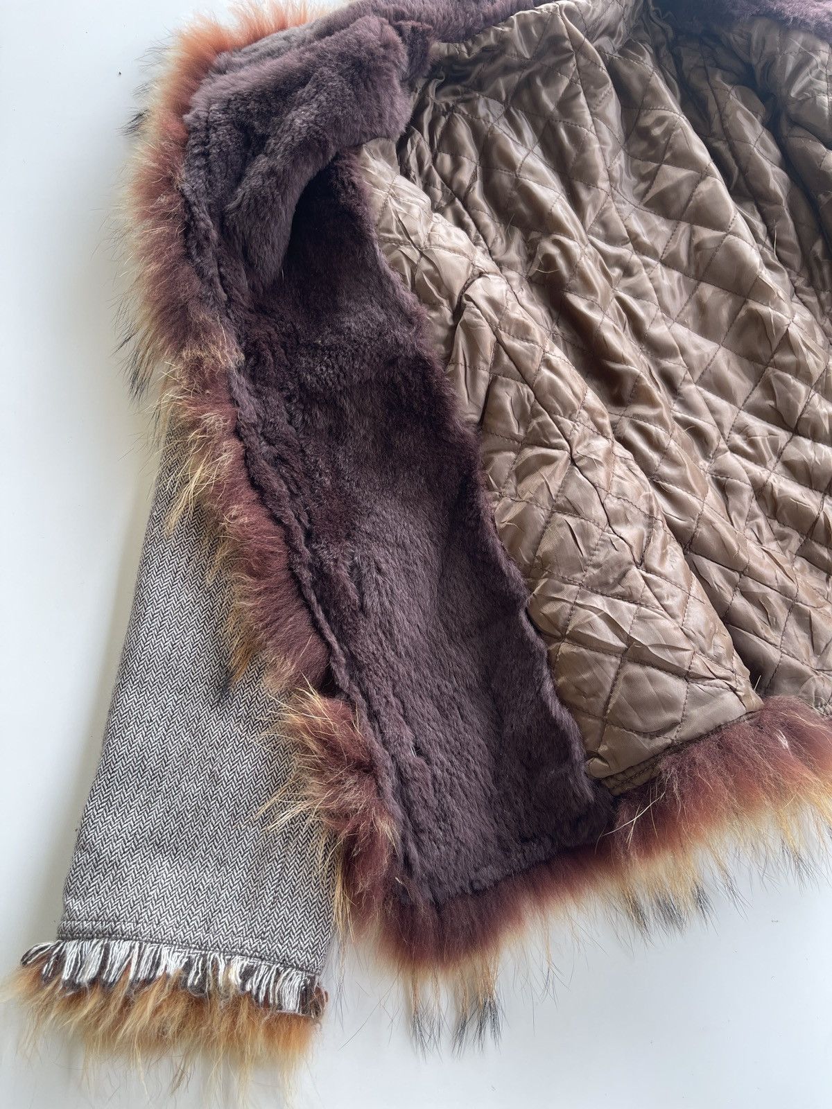 Japanese Brand Vintage St.Almeida Real Rabbit Fur Raccoon Luxury Coat Size M / US 6-8 / IT 42-44 - 17 Thumbnail