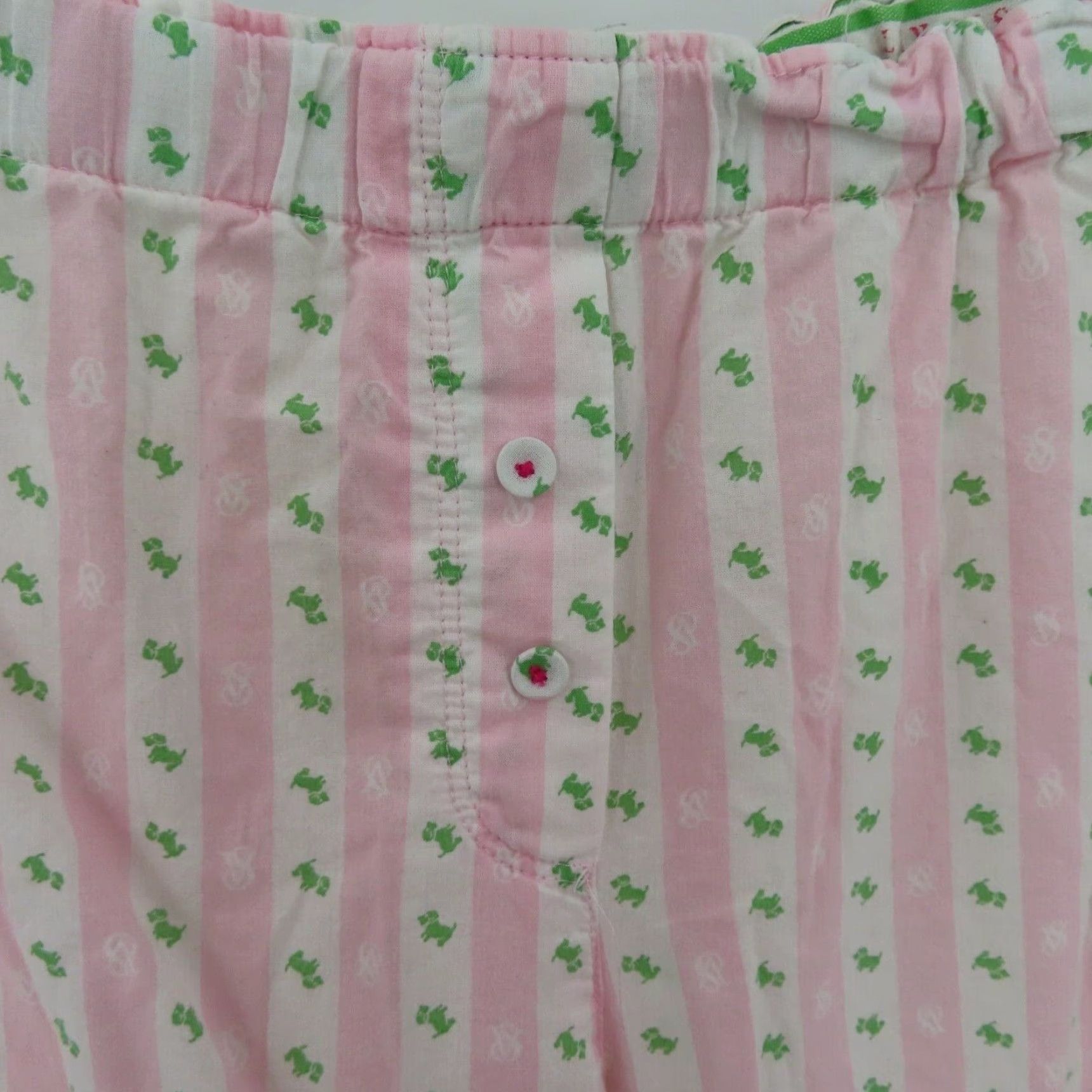 Victoria's Secret Victoria's Secret Pajama Pants Women M Striped Pink Green White Dog Print Cotton Lounge Pull On Size 32" / US 10 / IT 46 - 3 Thumbnail