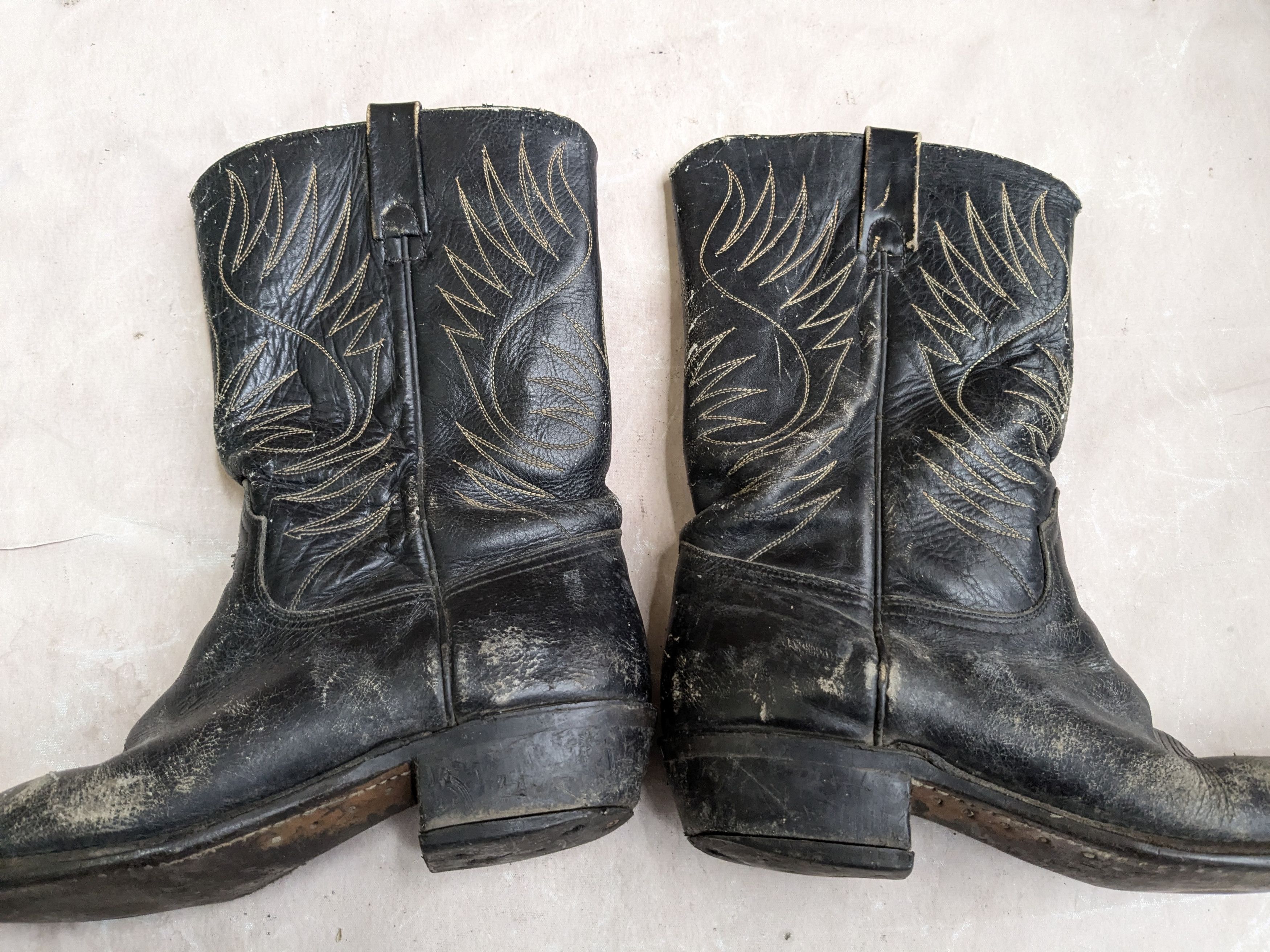 Genuine Leather Vintage Cowboy Boots Black 9 Leather Size US 9 / EU 42 - 5 Thumbnail
