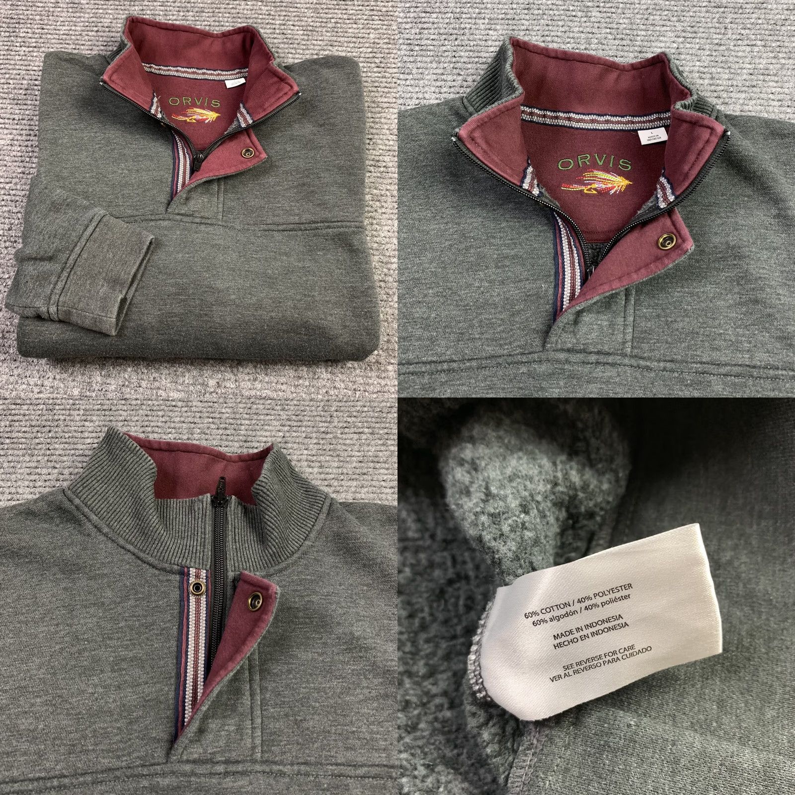 Orvis Orvis Sweatshirt Jacket Mens Size Large 1/4 Zip Gray Knit Embroidered Logo Pullover Classic Fit All Seasons Activewear Size US L / EU 52-54 / 3 - 8 Thumbnail