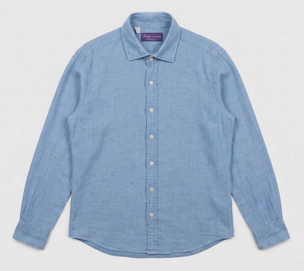 Ralph Lauren Purple Label RLPL Linen Cotton Shirt Engraved Buttons Size US L / EU 52-54 / 3 - 1 Thumbnail