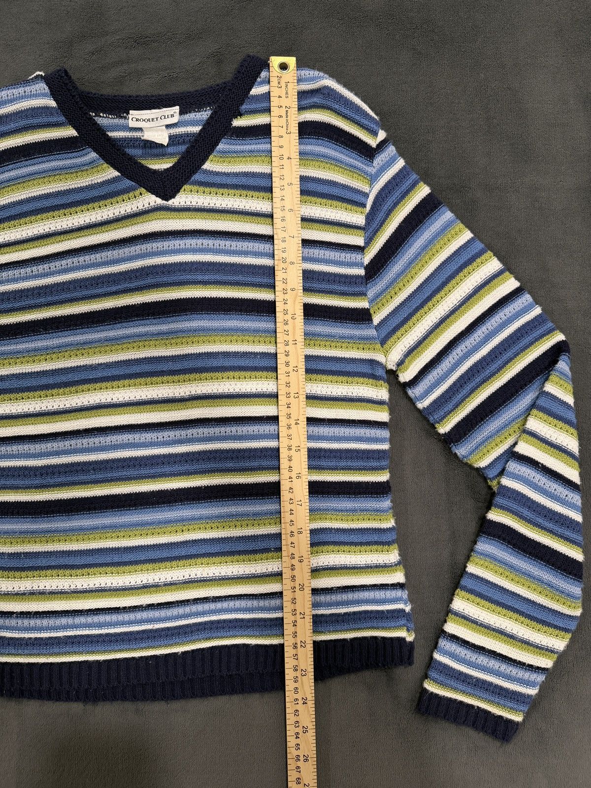 Other Vintage Croquet Club Women Striped Knit Sweater Made In USA Size L / US 10 / IT 46 - 7 Thumbnail