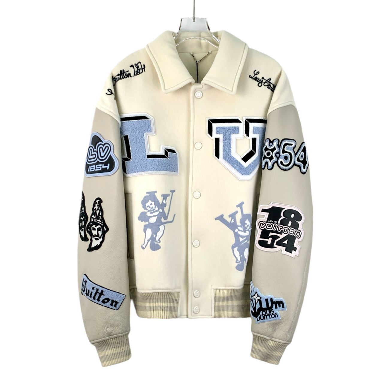 Louis Vuitton Louis Vuitton Beige Leather Baseball Jacket Logo Decorated L Size US L / EU 52-54 / 3 - 1 Thumbnail