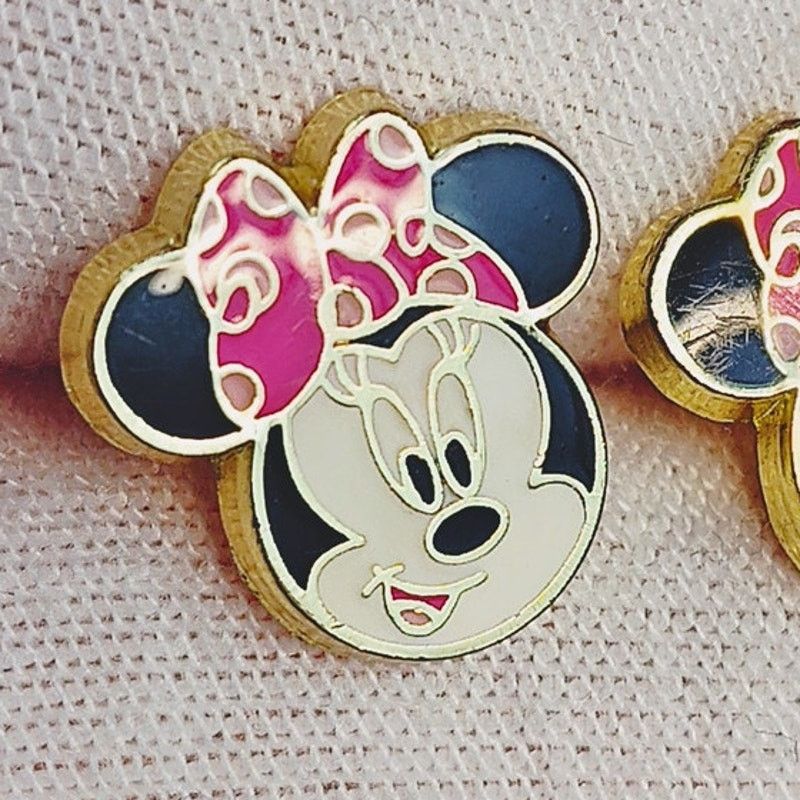 Disney Disney Minnie Mouse Enamel Stud Earrings Pink Bow Gold-Toned Size ONE SIZE - 3 Thumbnail