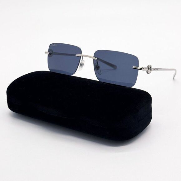 Gucci NEW GUCCI SUNGLASSES GG1703S 003 SILVER/BLUE UNISEX EYEWEAR Size ONE SIZE - 3 Thumbnail