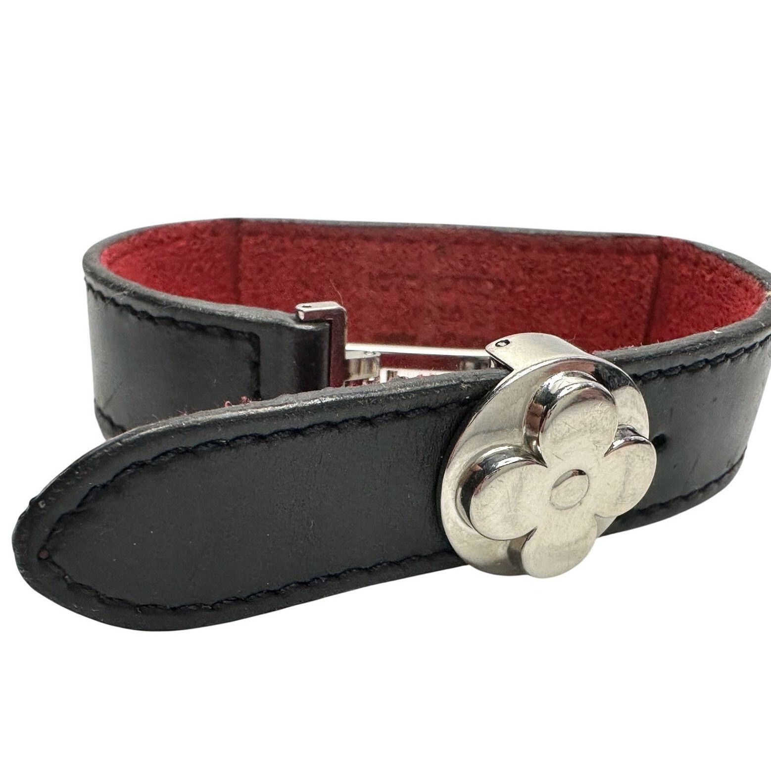 Louis Vuitton Louis Vuitton (LV) Black Leather Monogram Wish Bracelet Size ONE SIZE - 9 Thumbnail