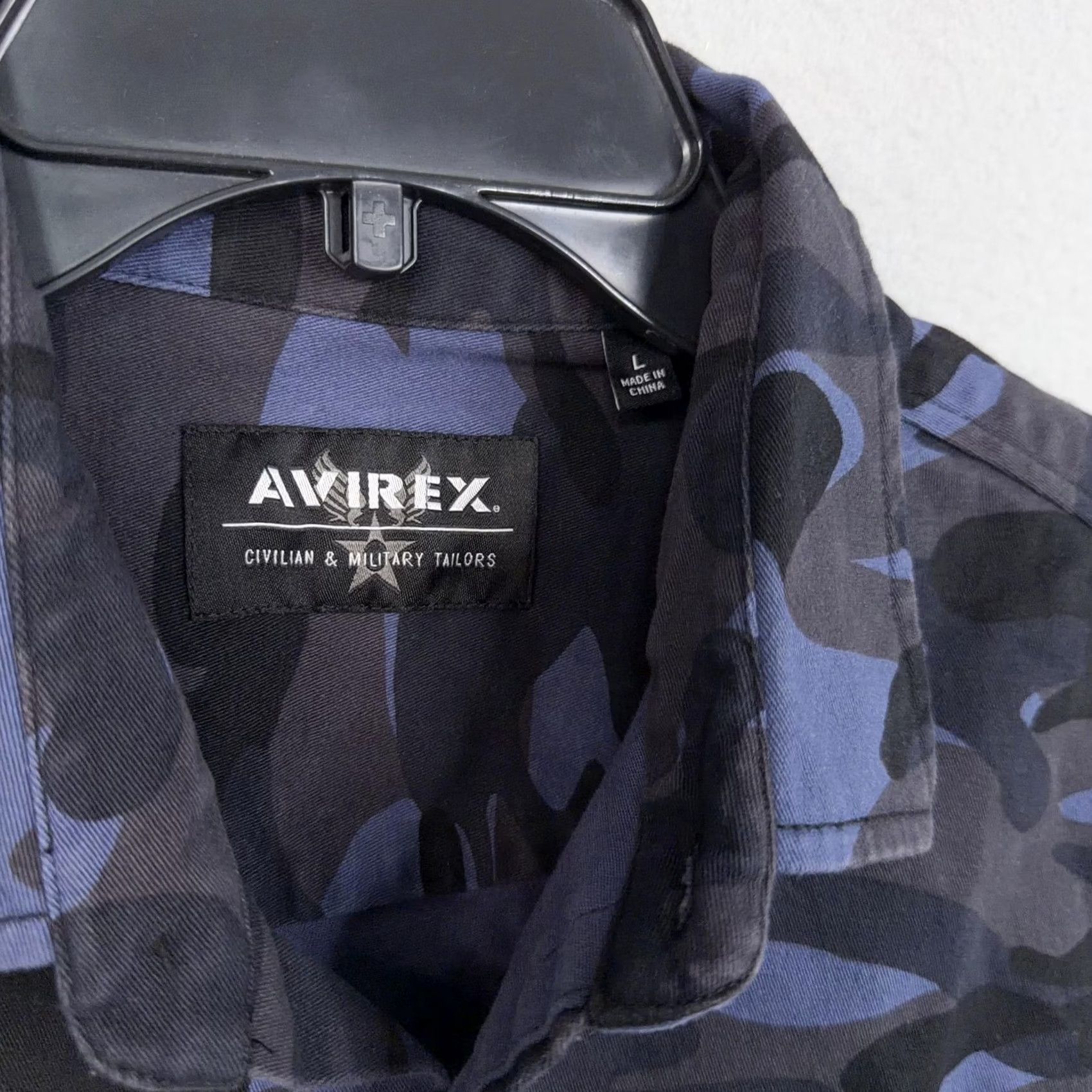 Avirex Avirex Shirt Mens Large Blue Camo Military Button Front Casual Utility Officer Size US L / EU 52-54 / 3 - 6 Thumbnail