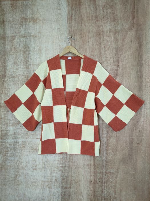 Japanese Brand Japan vintage checkered kimono knitwear cardigan #46-572DLL Size US S / EU 44-46 / 1 - 9 Thumbnail