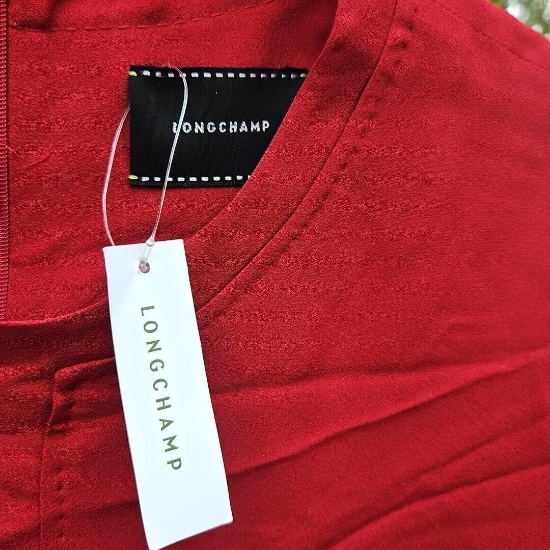 Longchamp Longchamp Silk Top Womens Size 36 Burgundy Long Sleeve Round Size XS / US 0-2 / IT 36-38 - 9 Thumbnail