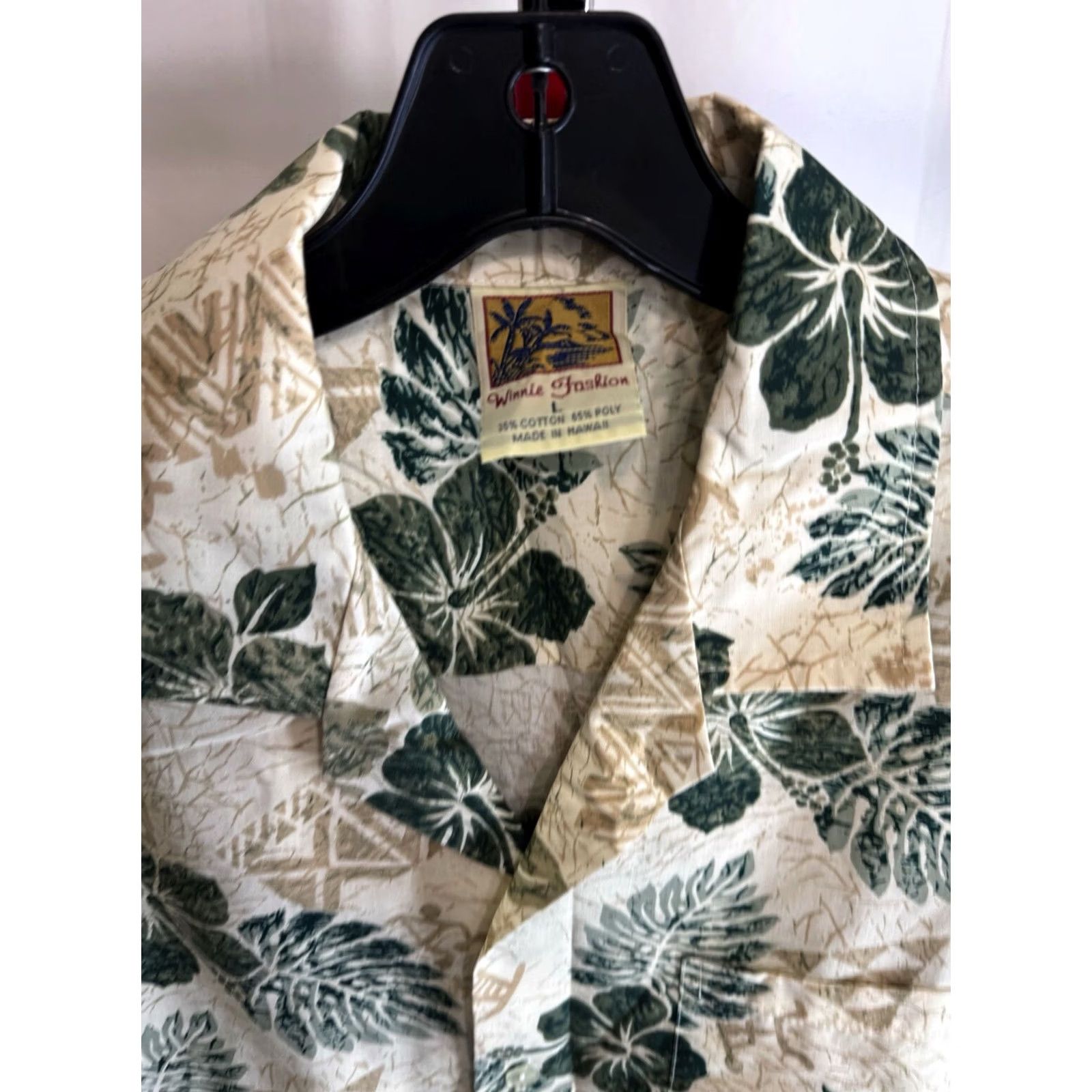 Vintage Winnie Fashion Hawaii Green Floral SHORT SLEEVE BUTTON UP SHIRT Large L Mens Size US L / EU 52-54 / 3 - 5 Thumbnail