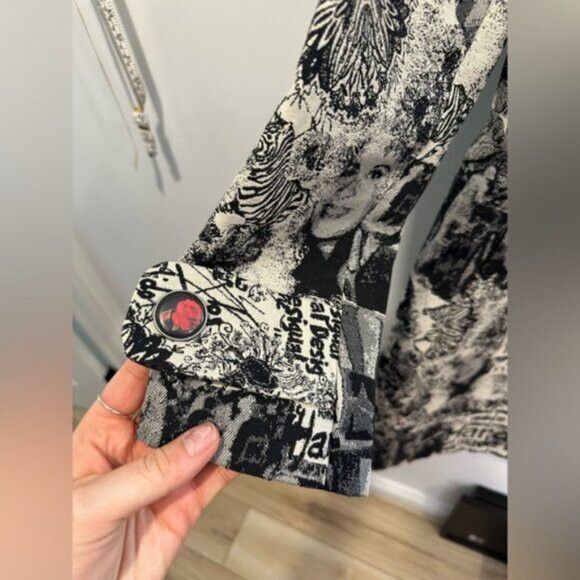 Desigual RARE - VINTAGE Desigual Black and White Graphic Women's Coat Size S / US 4 / IT 40 - 15 Thumbnail