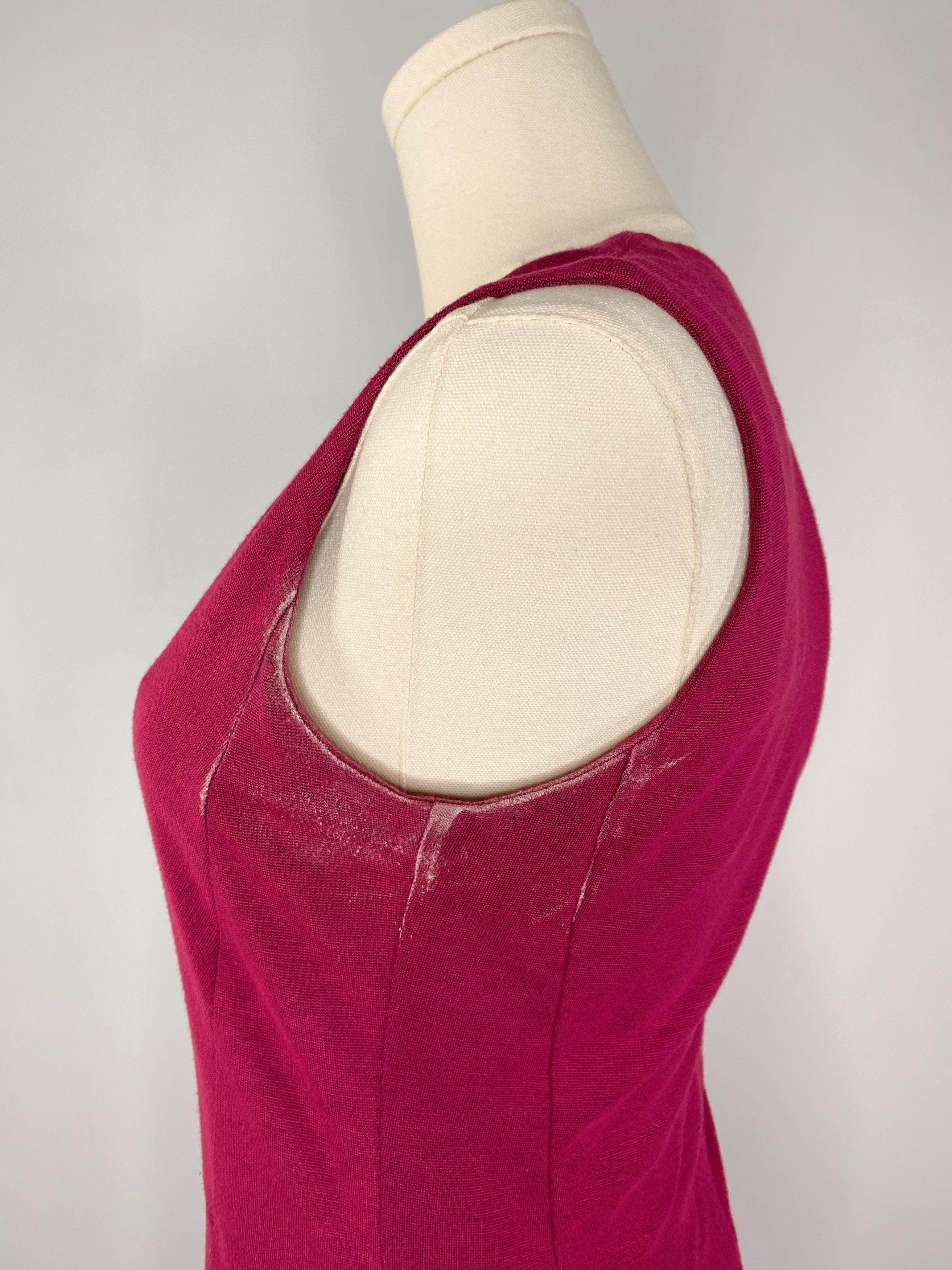 Vintage Ronen Chen - Deep Magenta Bodycon Sleeveless Dress Size S / US 4 / IT 40 - 5 Thumbnail