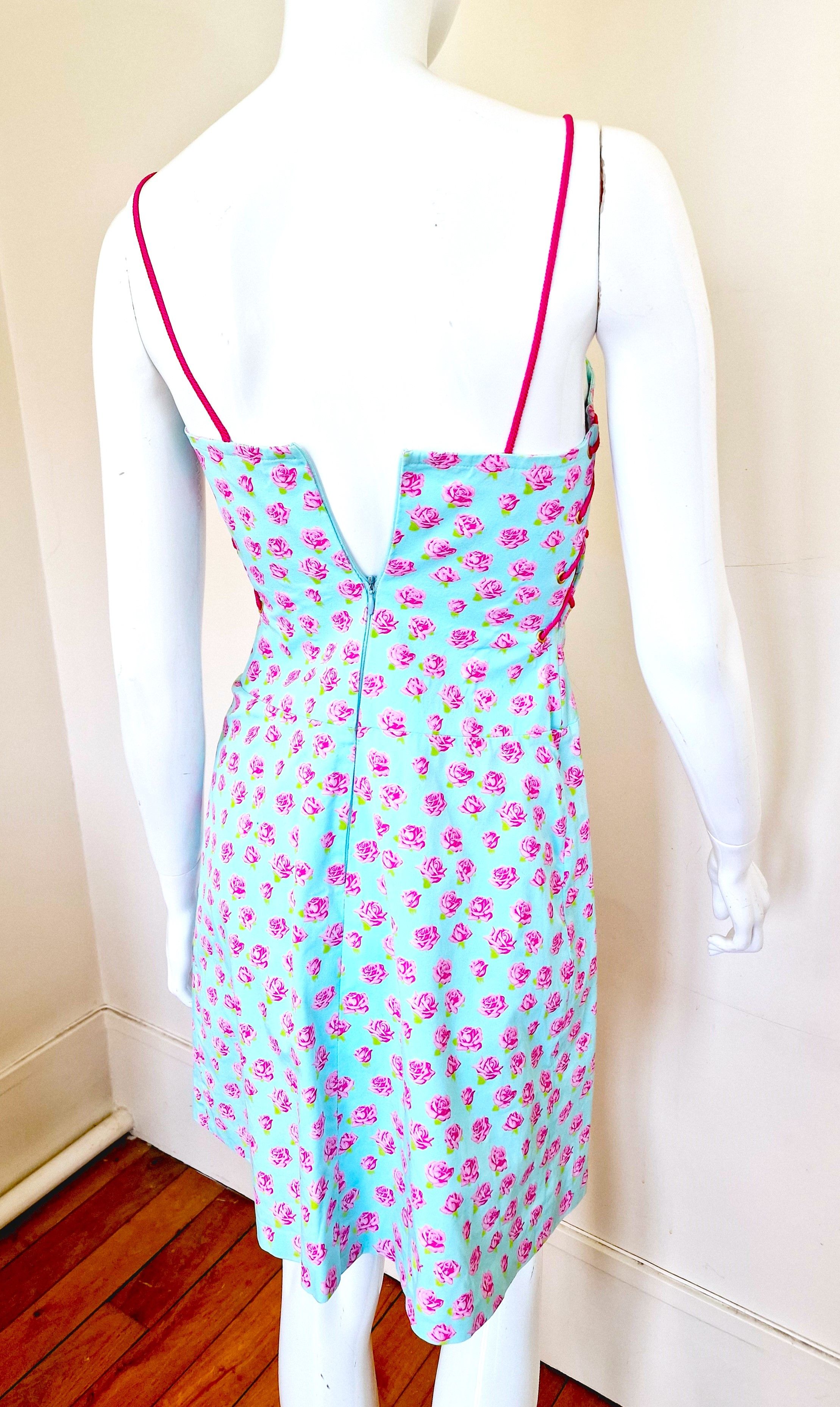 YSL Yves Saint Laurent Rose Corset Bustier Midi Mini Dress