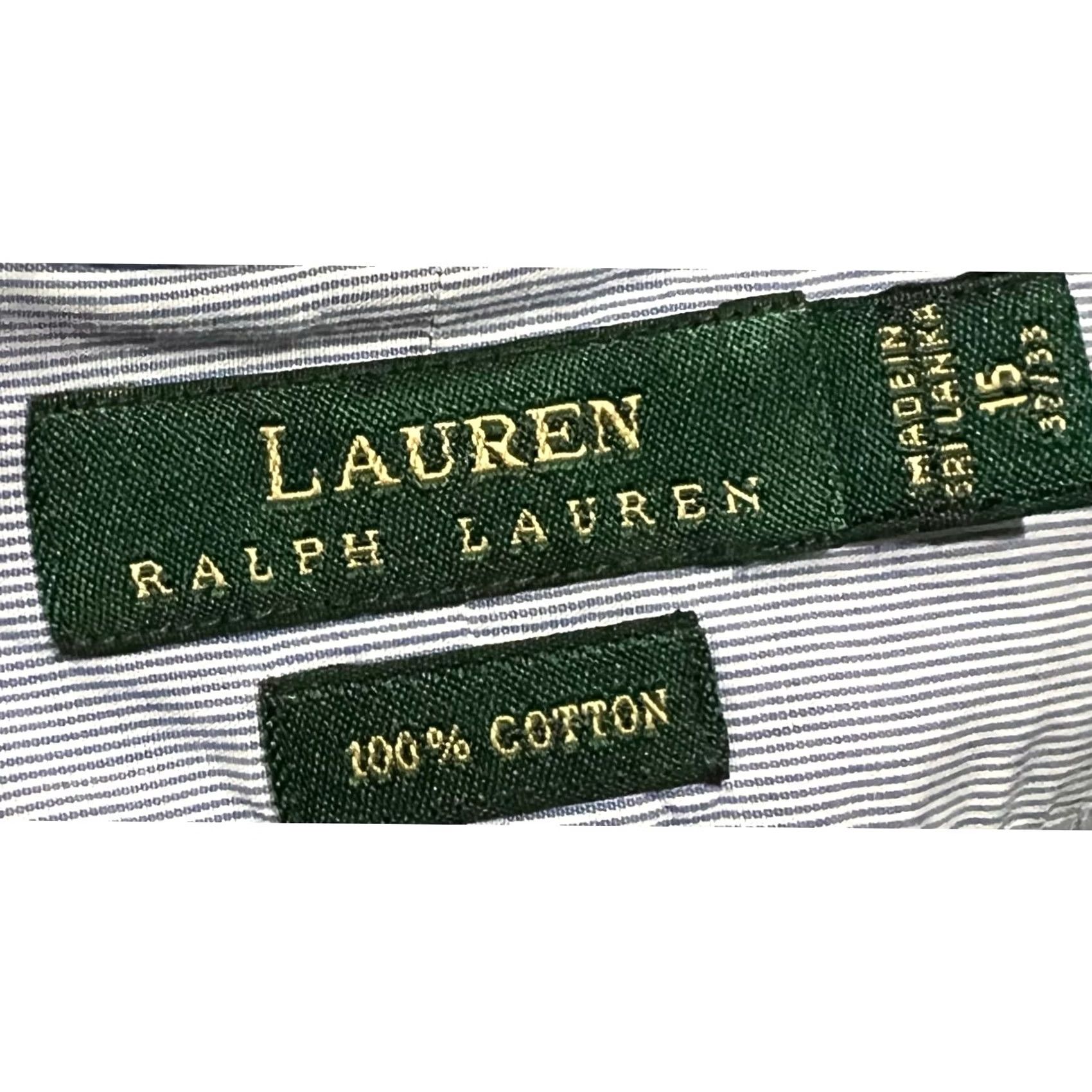 Ralph Lauren Lauren Ralph Lauren Mens Shirt Button Down Blue 100% Cotton Long Sleeve 15 32/33 Dress Shirt Men's Blue Striped Shirt Size US M / EU 48-50 / 2 - 4 Thumbnail