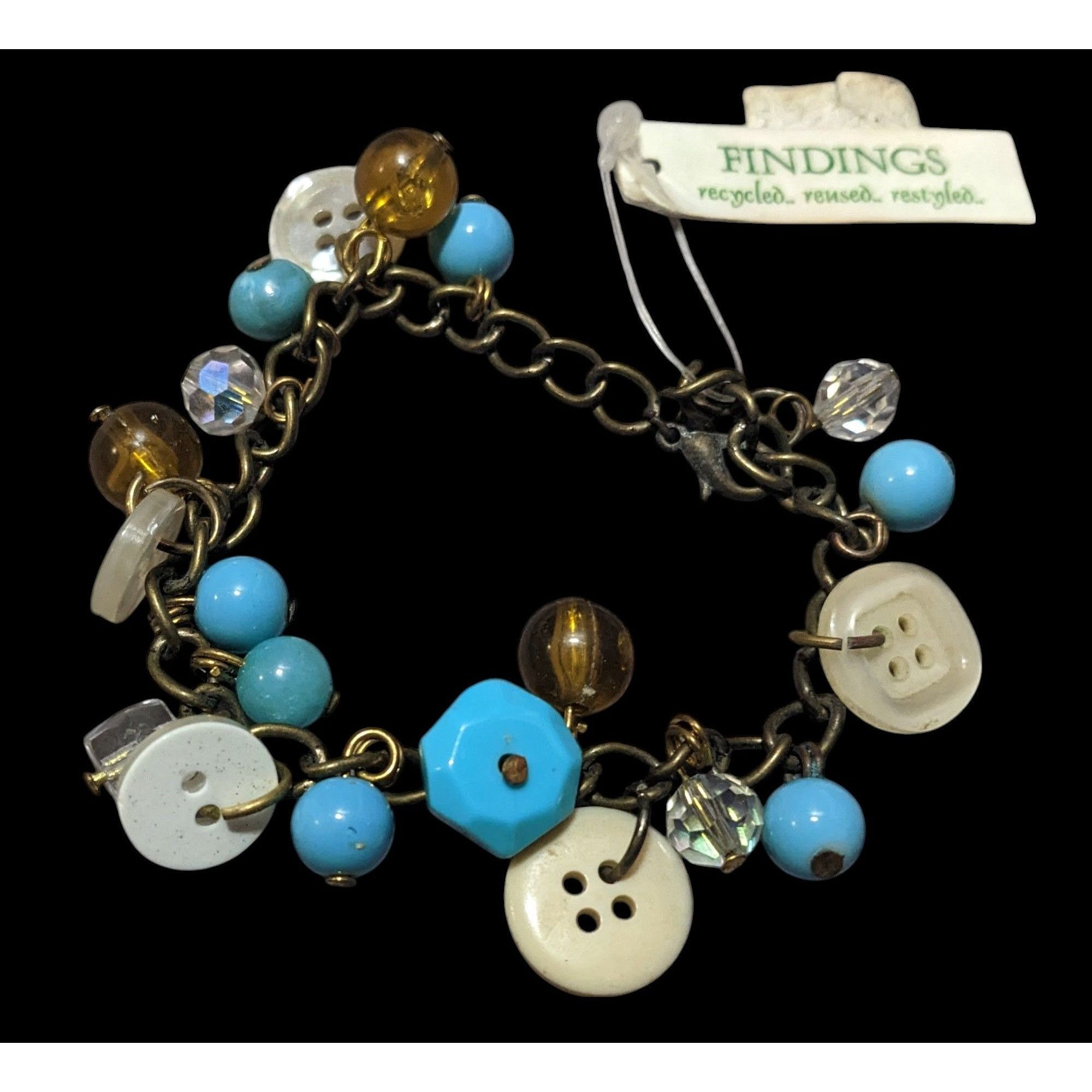 Other Findings Beaded Button Charm Recycled Bracelet Size ONE SIZE - 1 Thumbnail