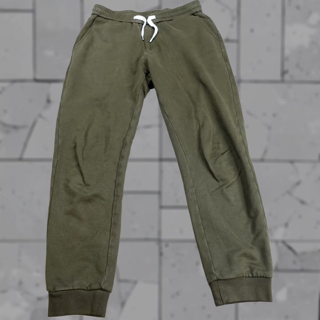 Vintage Spier & Mackay Mens Jogger Pants Medium Green Solid Cotton Drawstring Size US 31 - 1 Thumbnail