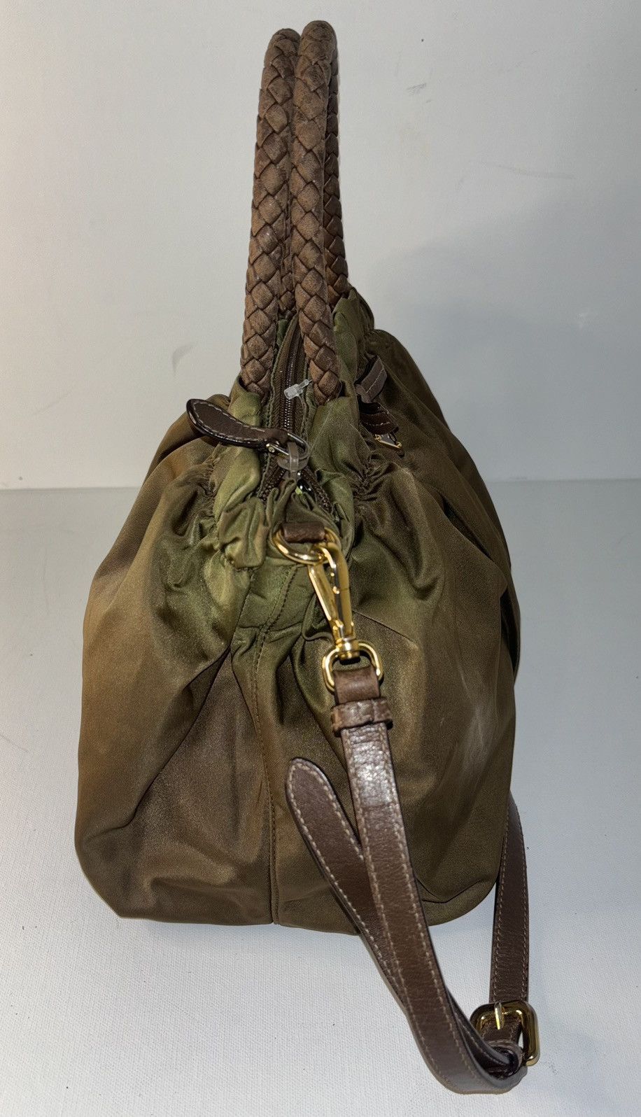 Prada Prada Hand Bag Green Nylon Size ONE SIZE - 7 Thumbnail