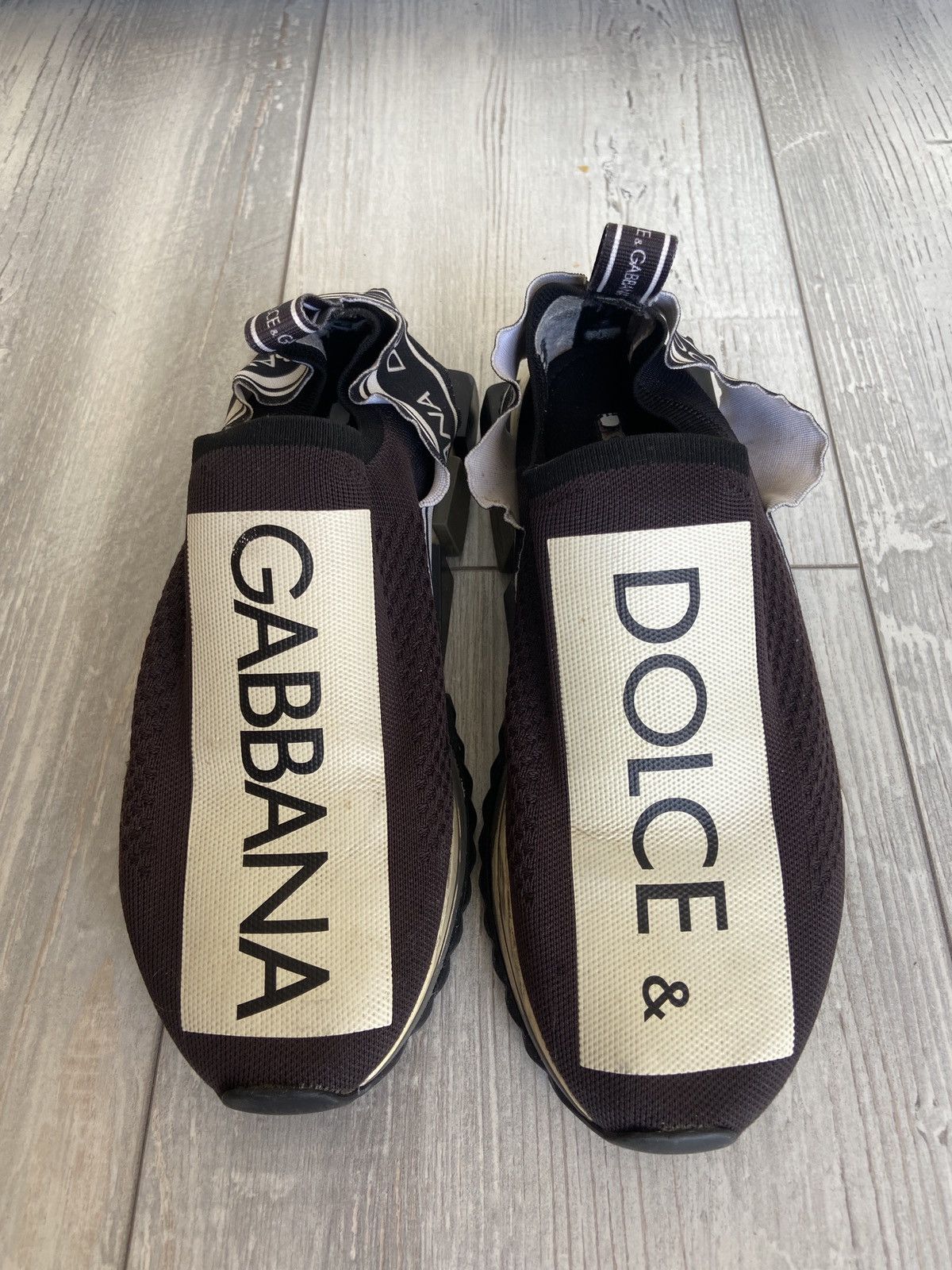 Dolce Gabbana Shoes Black White Slip On Sorrento Sneakers, Men's (Size 10)