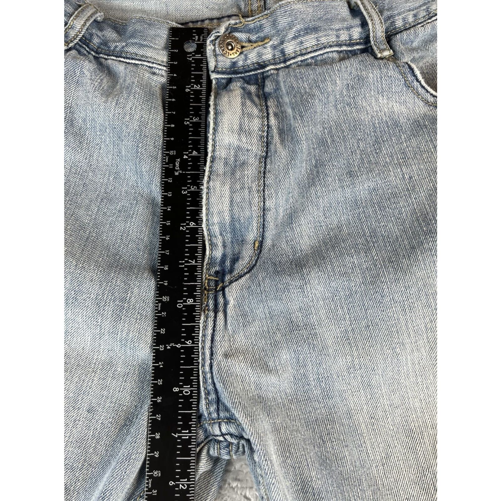 Vintage VINTAGE Pepe Jeans London Jeans Mens 38.5x30.5 Blue Distressed Light Wash Wide-Leg Skater - 90s Hip Hop Grunge Theme Mens Jeans Size US 39 - 6 Thumbnail