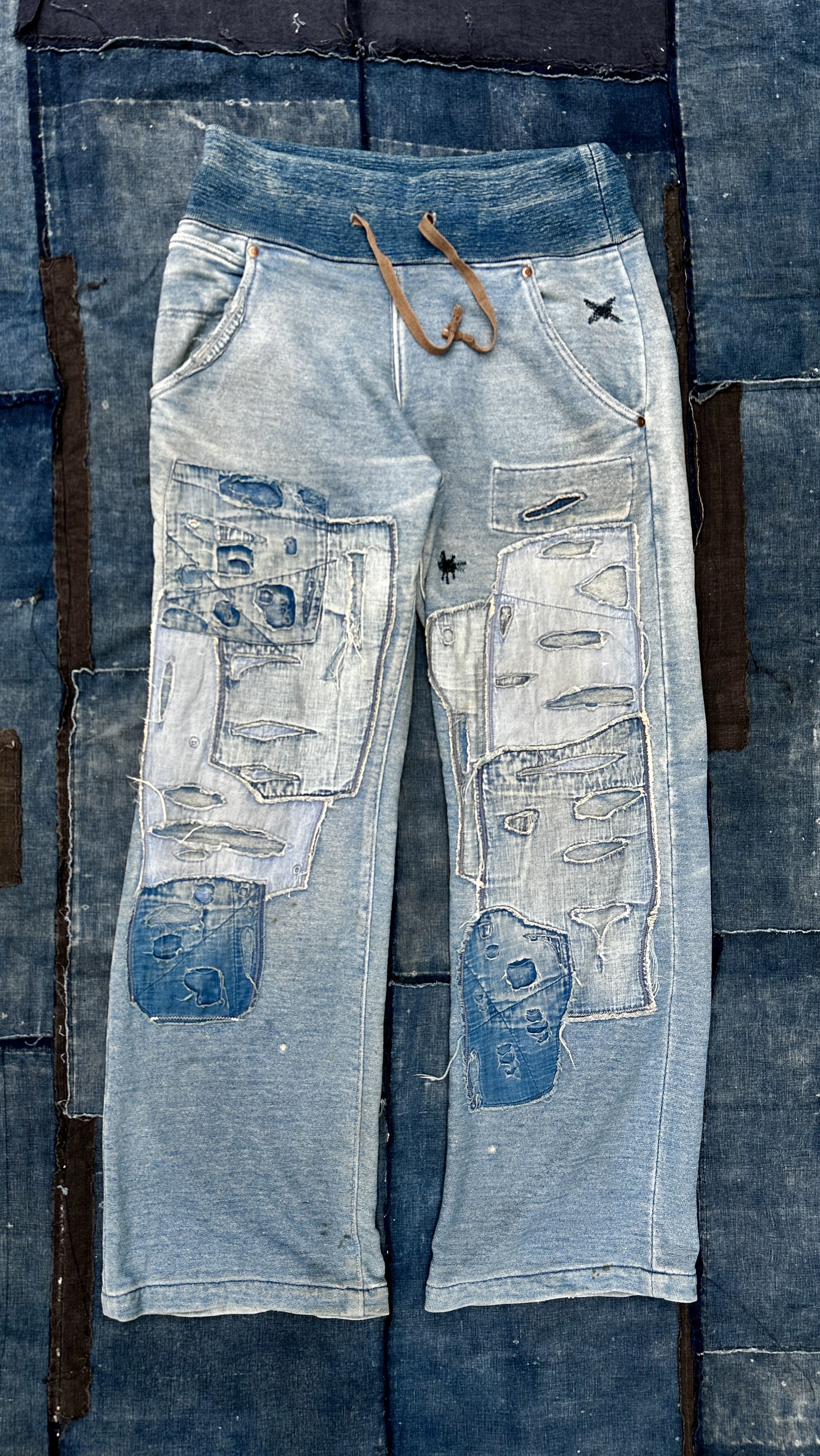 Kapital 2009 Buckleback denim Old man and the sea Boro Sweatpants Size US 36 / EU 52 - 4 Thumbnail
