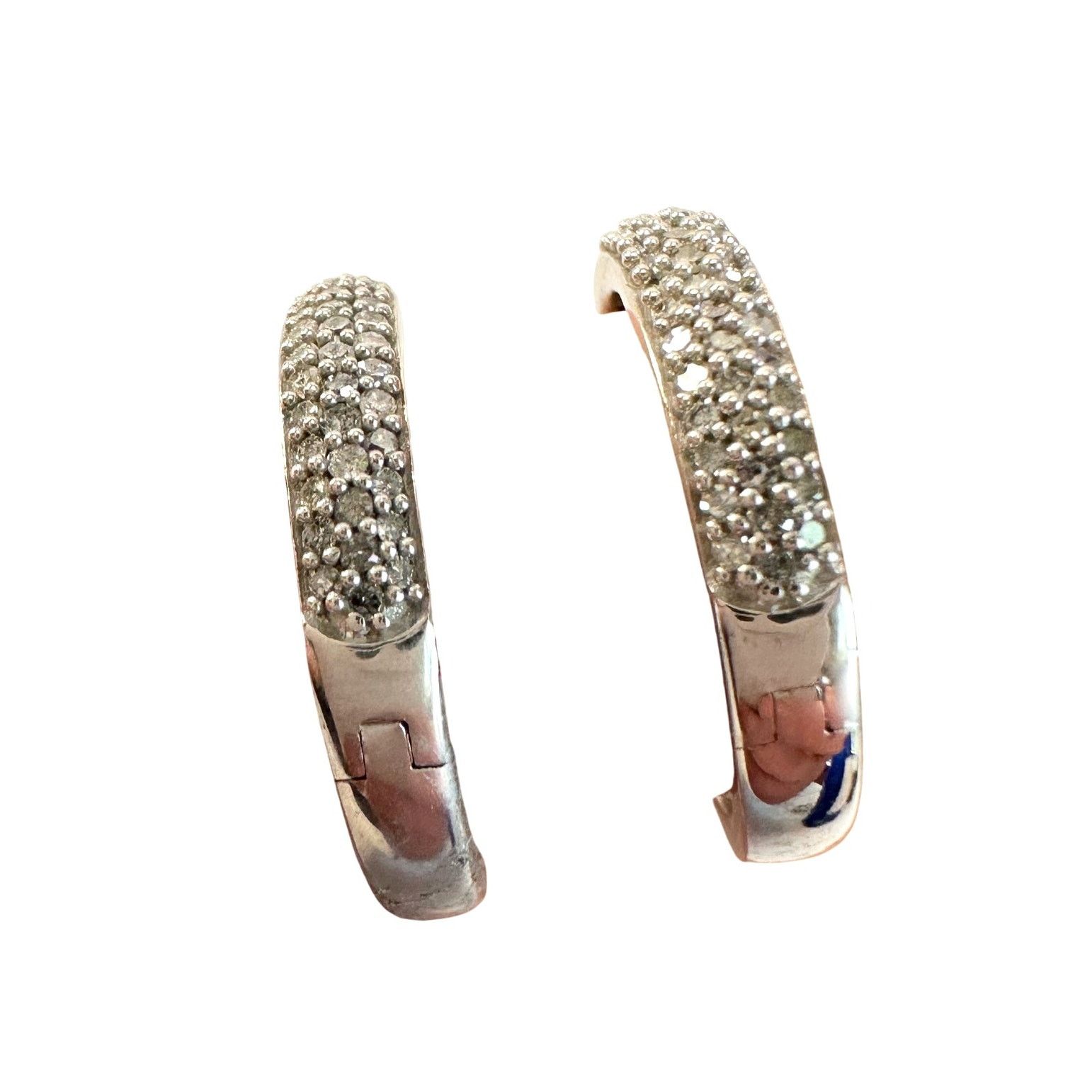 Other 1/2 Carat Natural Diamond Hoop Earrings in Sterling Silver Size ONE SIZE - 2 Thumbnail