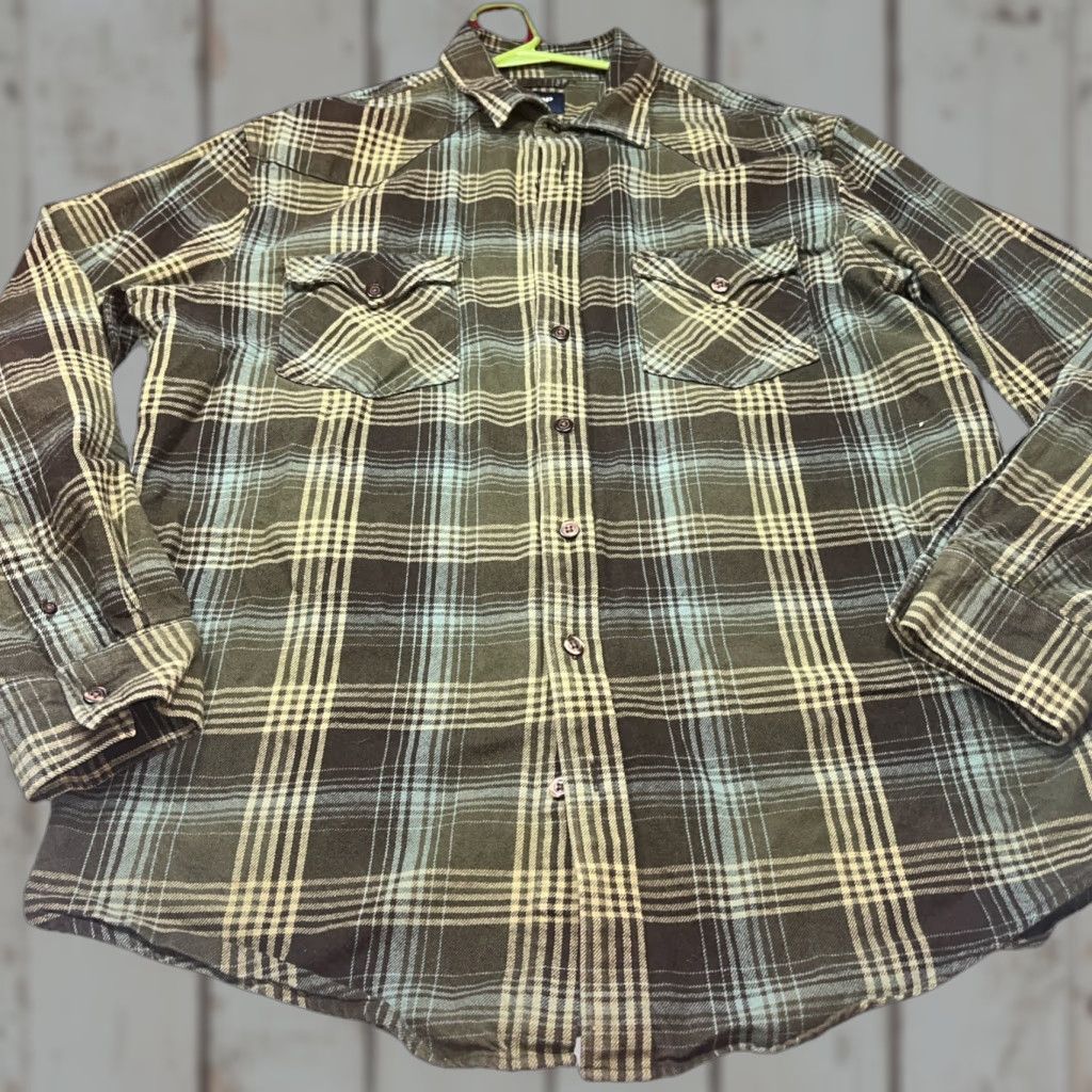 Gap GAP Button-Up Shirt Men XL Flannel Plaid Brown Blue Western Long Sleeve Size US XL / EU 56 / 4 - 1 Thumbnail