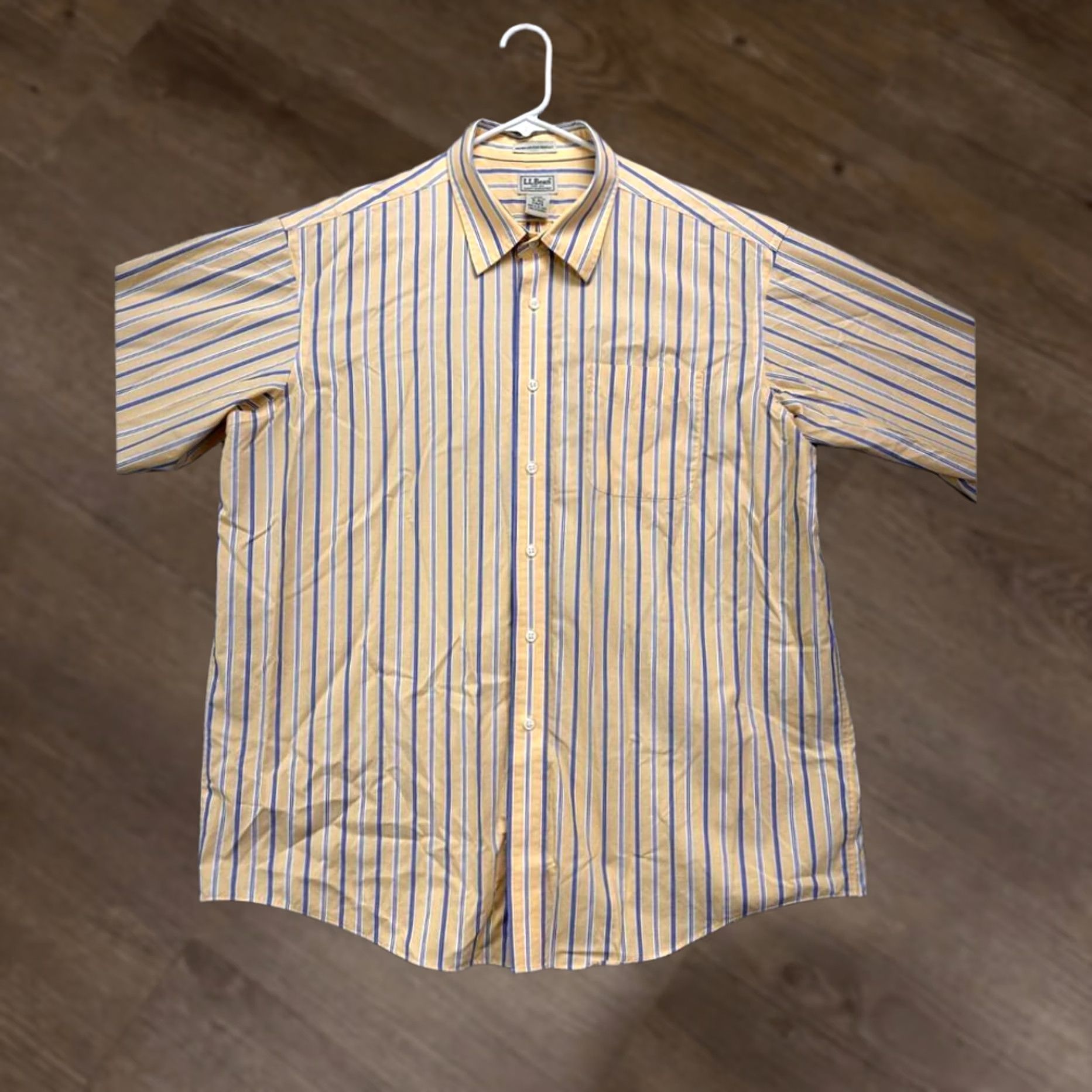 Vintage L.L. Bean Button Up Shirt Mens XL Yellow Striped Wrinkle Stain Resistant Pocket Shirt Size US XL / EU 56 / 4 - 1 Thumbnail