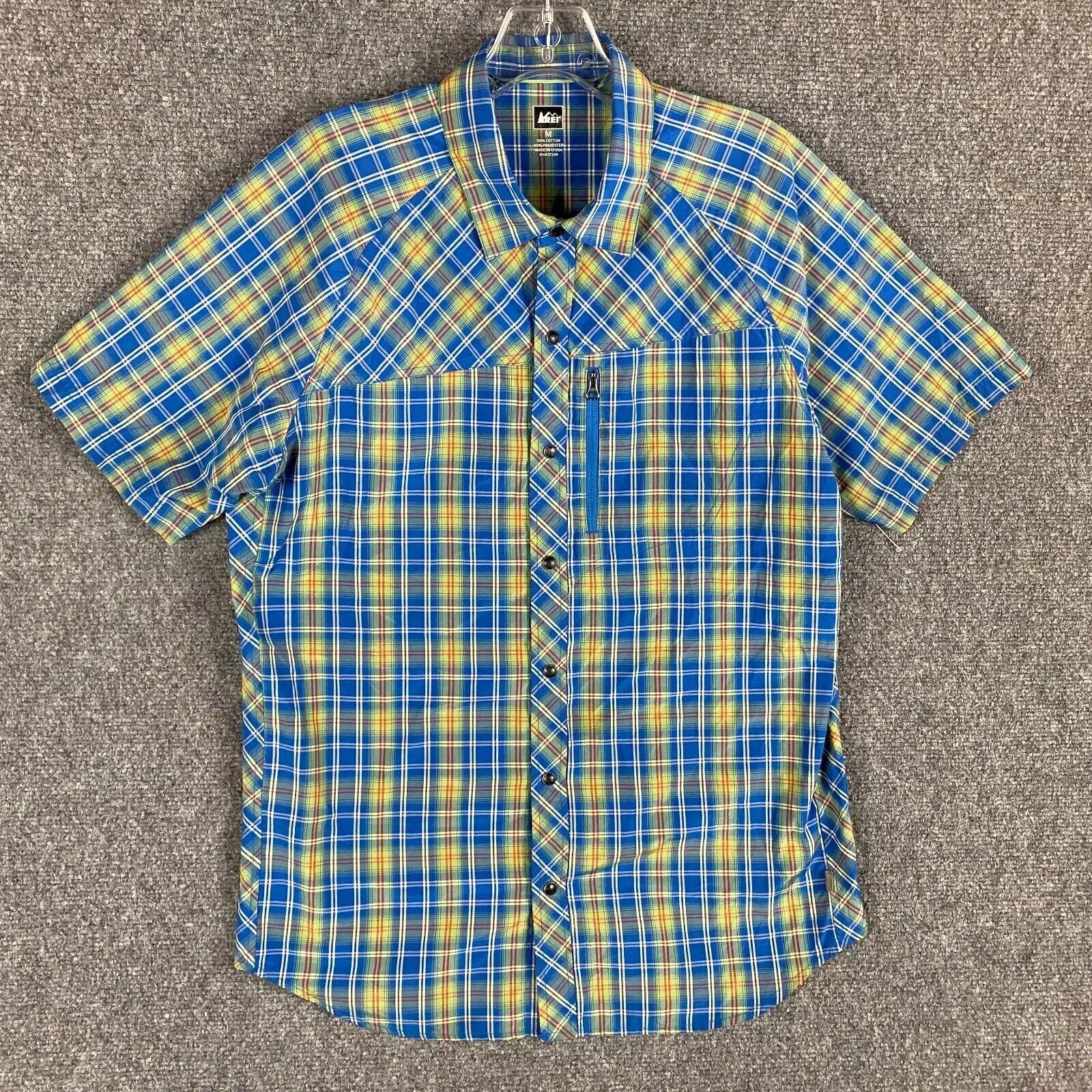 Rei REI Shirt Men's Medium Snap Plaid Short Sleeve Cotton Hiking Size US M / EU 48-50 / 2 - 1 Thumbnail