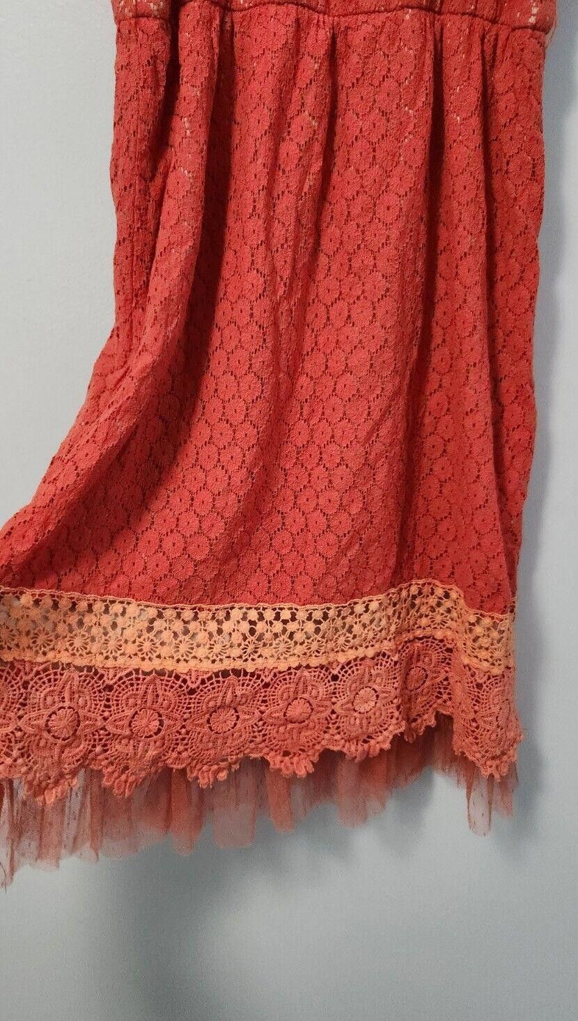 Designer Altar'd State Dress Medium Orange Lace Overlay Fit And Flare Size M / US 6-8 / IT 42-44 - 4 Thumbnail