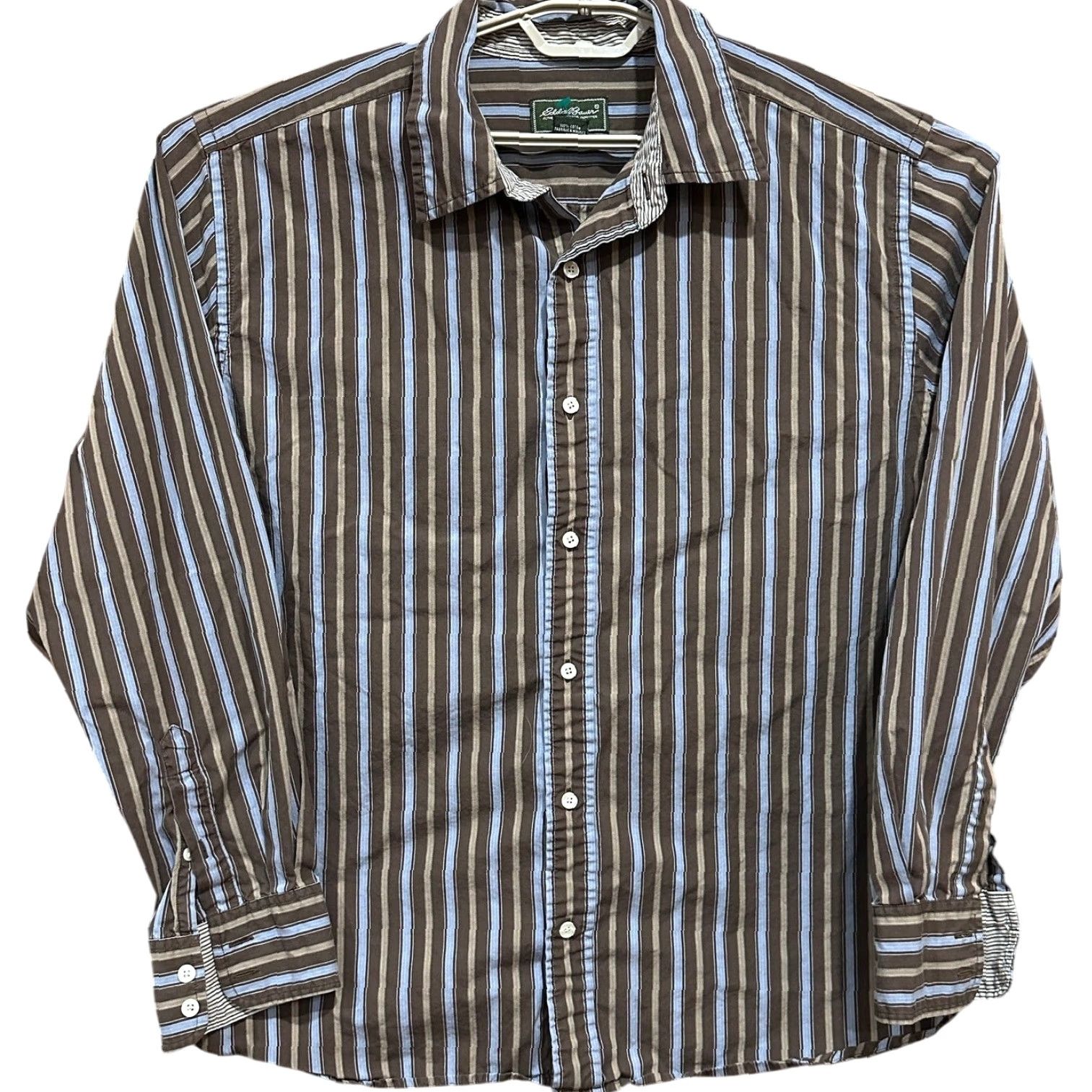 Eddie Bauer VINTAGE Eddie Bauer Button-Up Shirt Mens XL Striped Brown Blue 100% Cotton Regular Size US XL / EU 56 / 4 - 3 Thumbnail