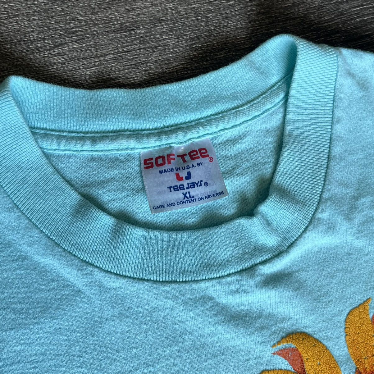 Vintage Vintage 90s Sunflower Teal Graphic Logo Tee Black Eyed Susan Size US XL / EU 56 / 4 - 6 Thumbnail