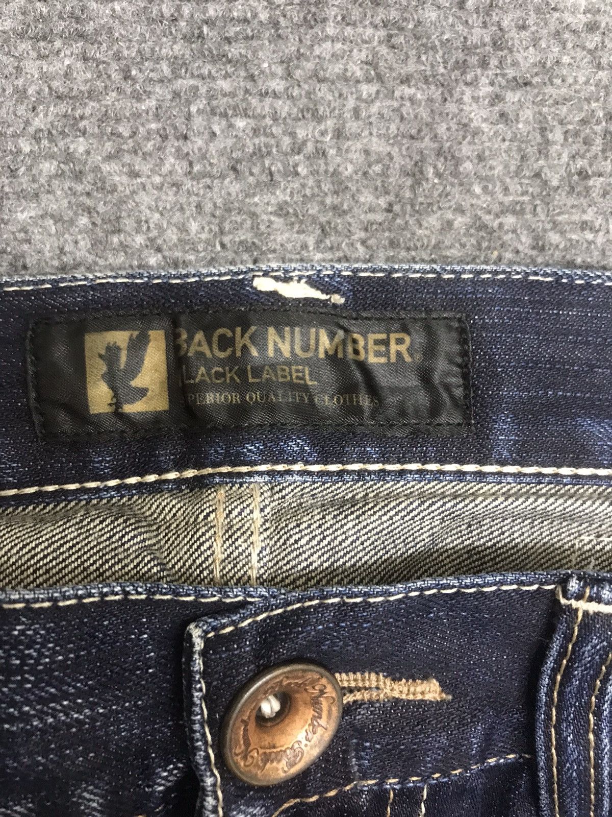 Japanese Brand BACK NUMBER Distressed Buckle Back Jeans Size US 31 - 10 Thumbnail