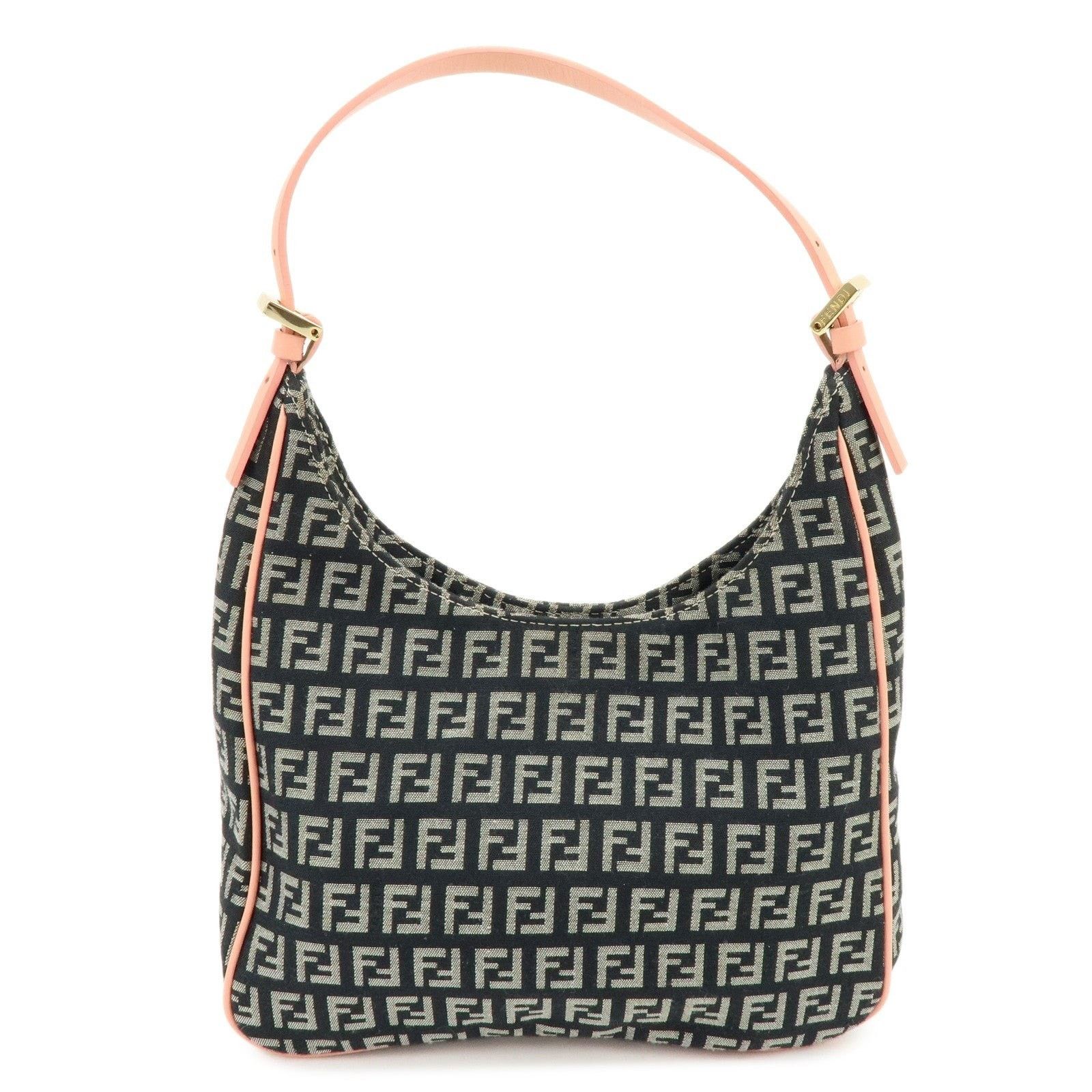 Fendi Fendi Zucchino Canvas & Leather Shoulder Bag Navy Size ONE SIZE - 1 Thumbnail