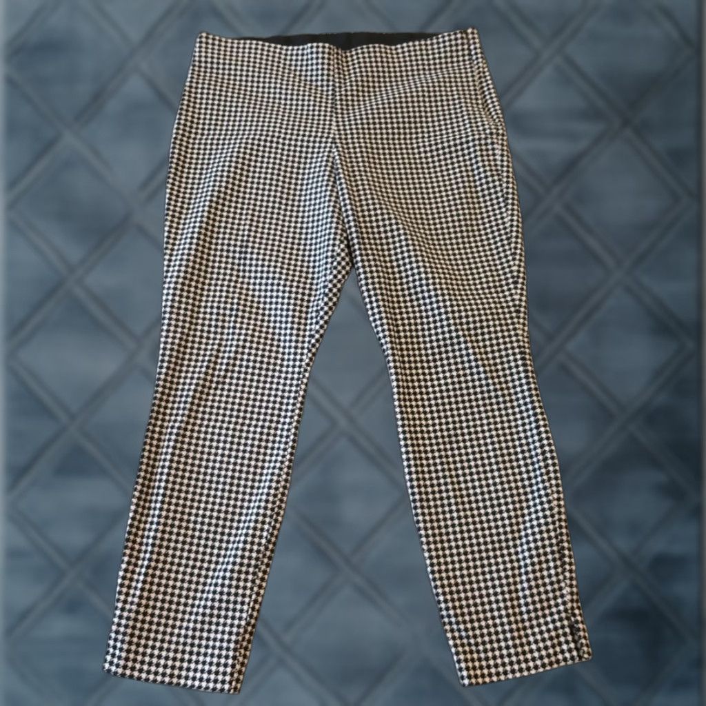 Old Navy Old Navy Pants Womens Size 14 Ankle Black Gray Houndstooth Side Zip 33x24 Straight Size 36" / US 14 / IT 50 - 1 Thumbnail