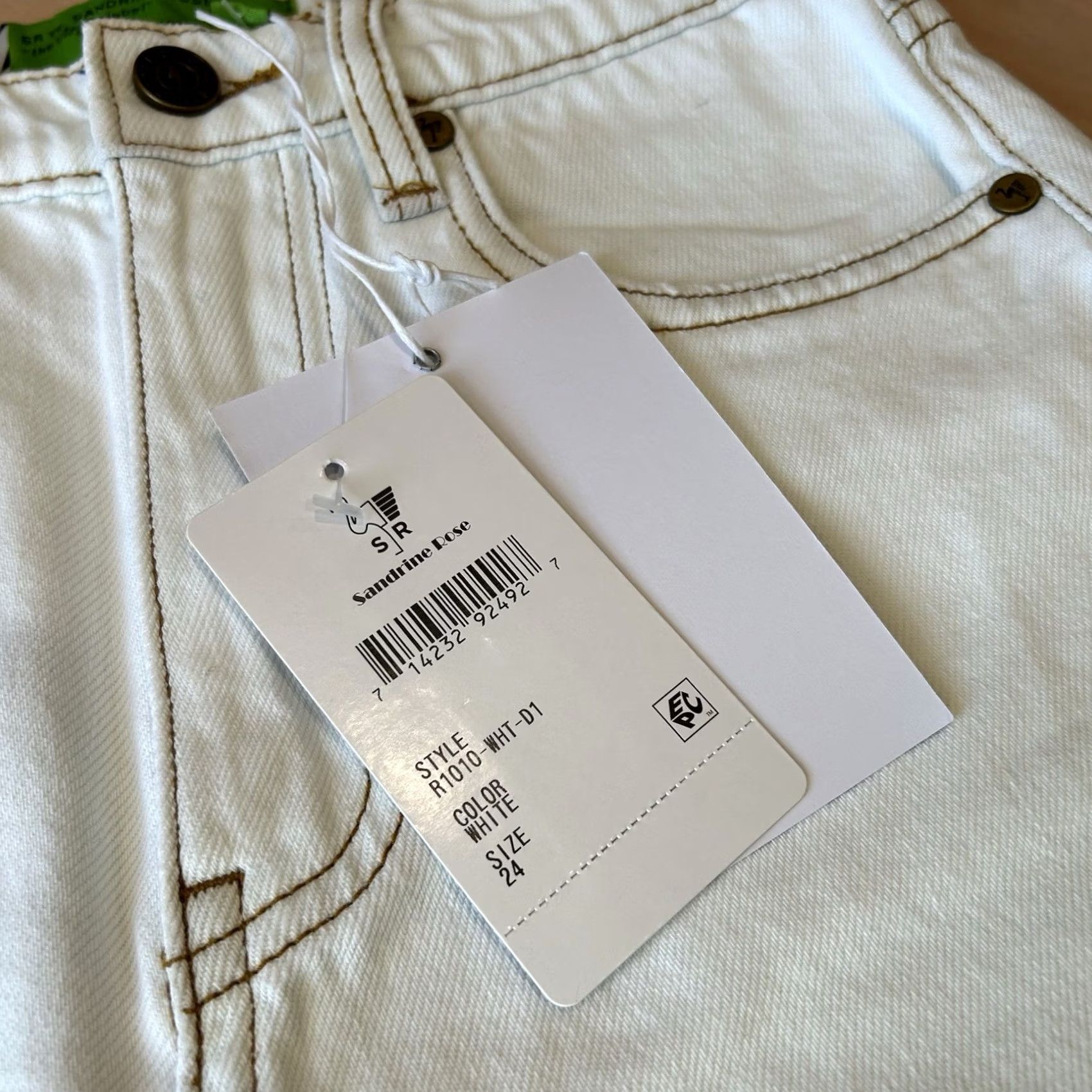 Free People VINTAGE SR vs Sandrine Rose The Virgin Label White Denim Bermuda Shorts Women’s 24 Size 42" / US 20 - 4 Thumbnail