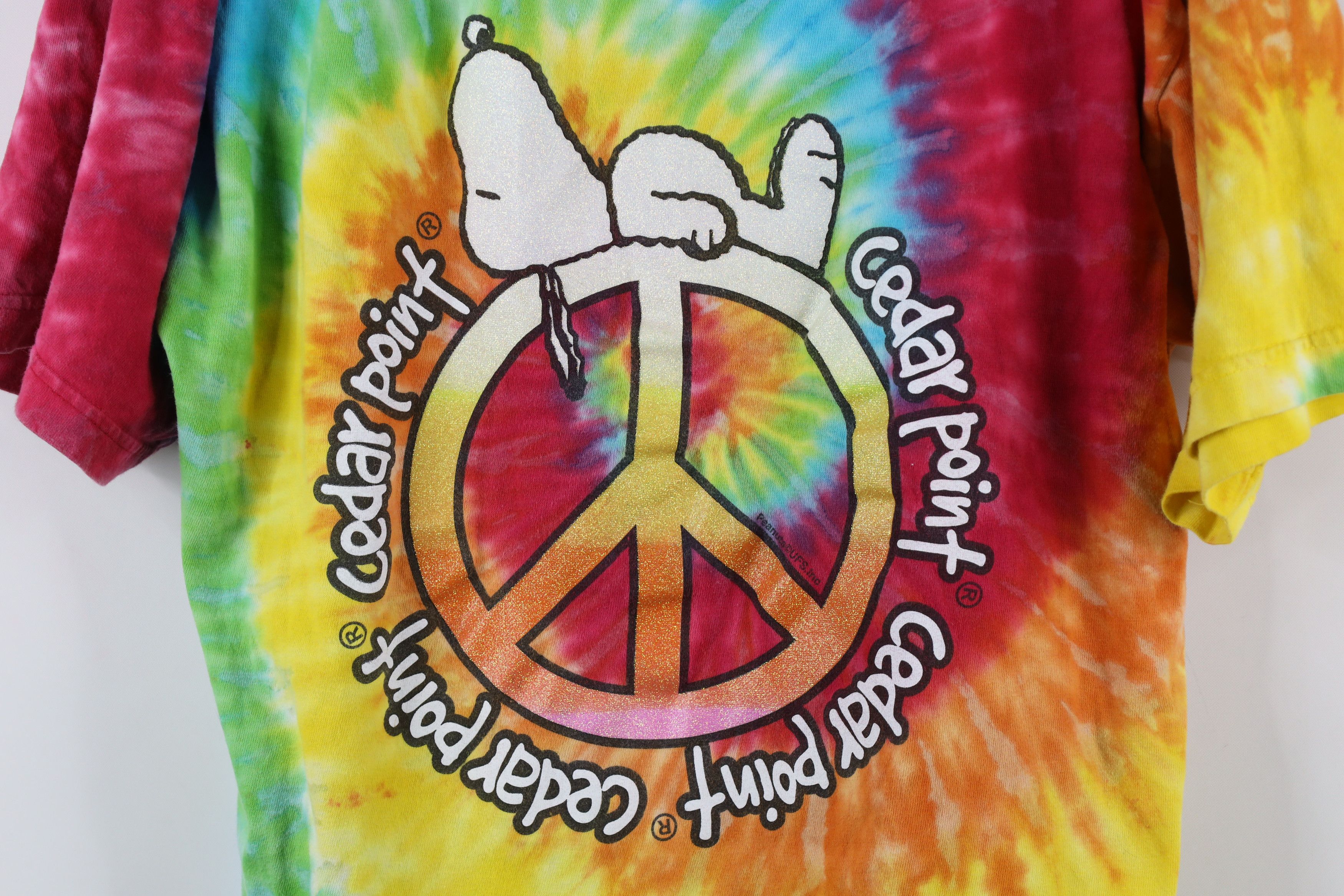 Vintage Vintage Snoopy Peanuts Rainbow Tie Dye Cedar Point T-Shirt Size US L / EU 52-54 / 3 - 4 Thumbnail