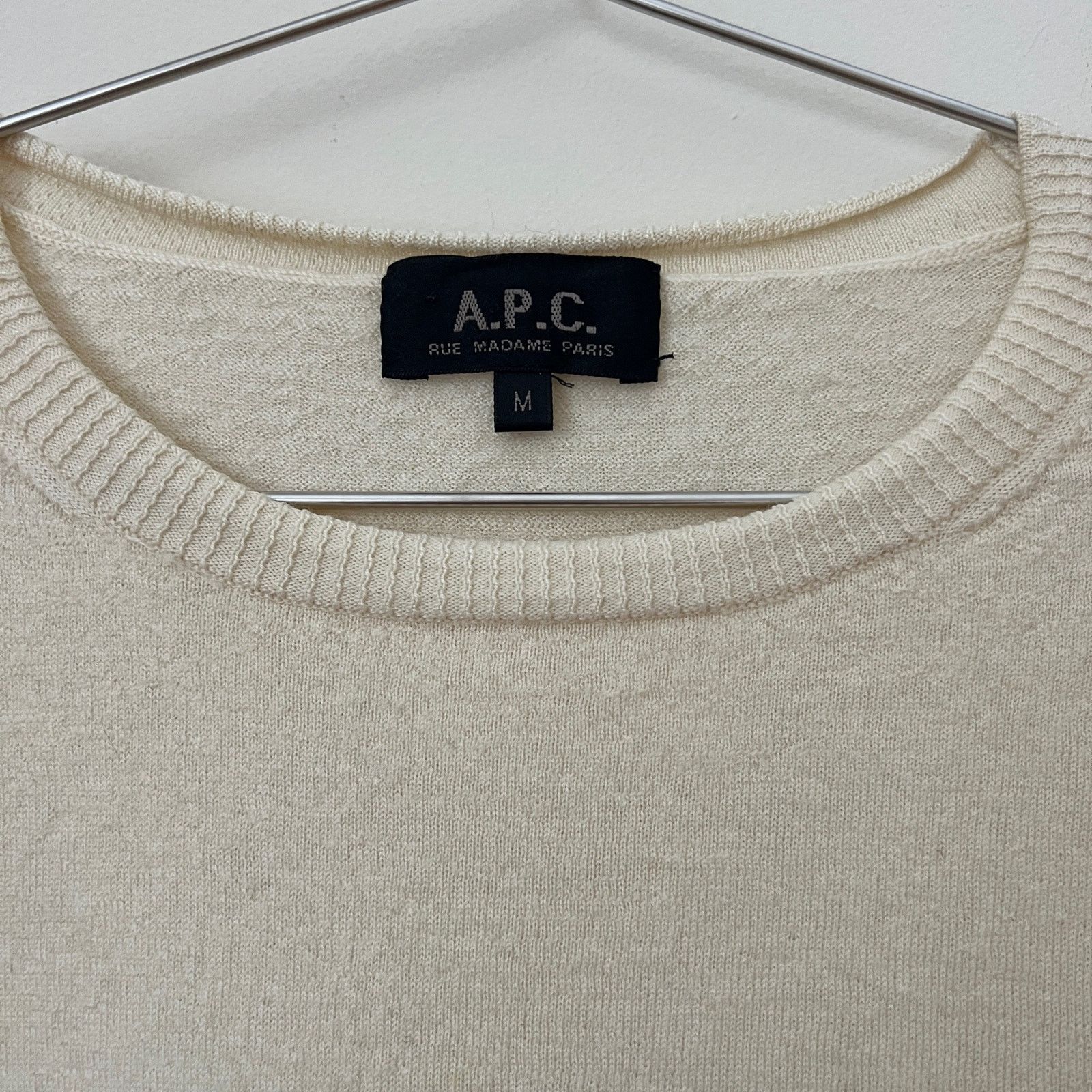 A.P.C. A.P.C. Womens Cream Black Stripe 100% Wool Sweater Size M Size M / US 6-8 / IT 42-44 - 3 Thumbnail