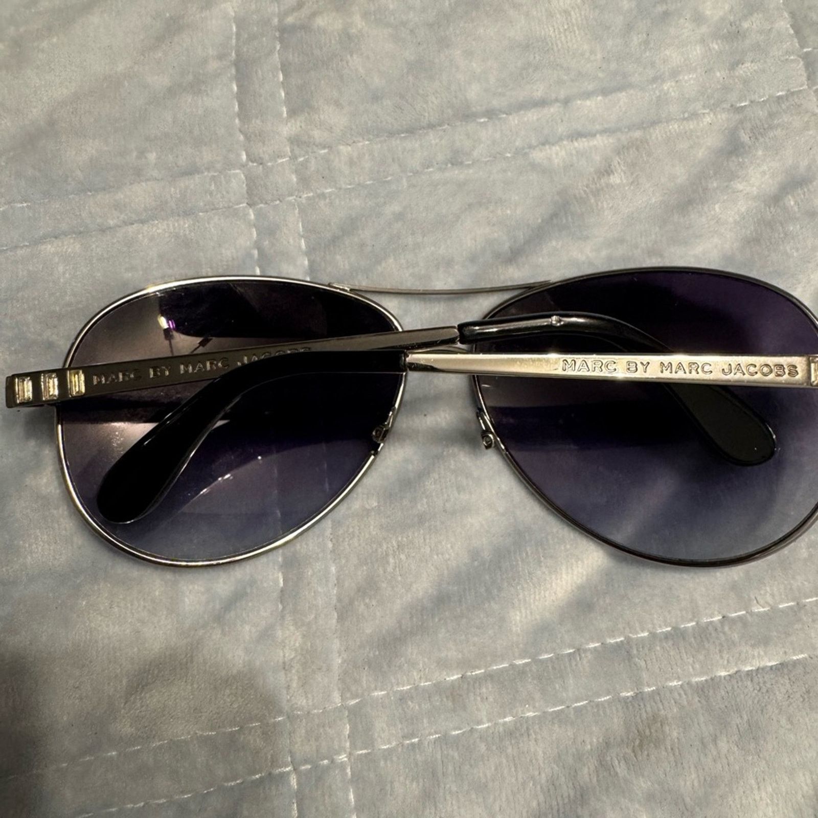 Marc by Marc Jacobs Marc By Marc‎ Jacobs Black and Purple Aviator Sunglasses Size ONE SIZE - 3 Thumbnail