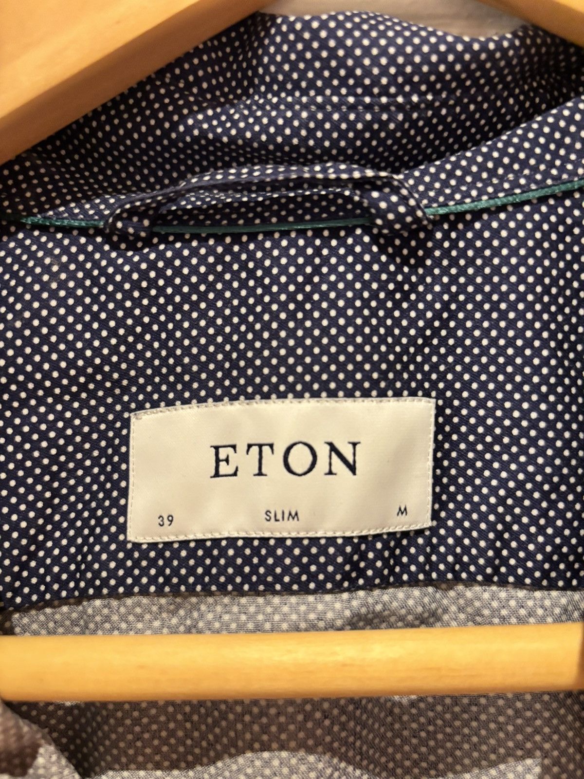 Eton Blue white dotted shirt Size US M / EU 48-50 / 2 - 2 Thumbnail