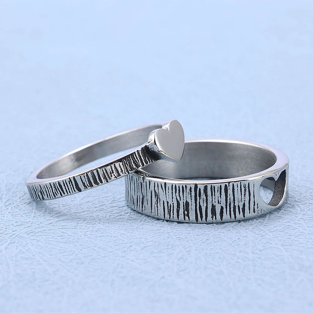 Vintage 2pcs Heart Matching Rings Size 28 - 2 Thumbnail