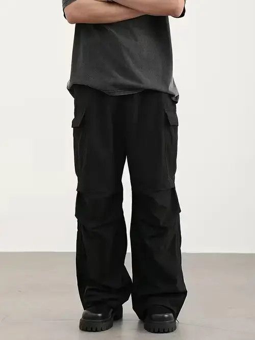 Designer × Vintage pleated flared baggy cargo pants Size US 32 / EU 48 - 2 Thumbnail