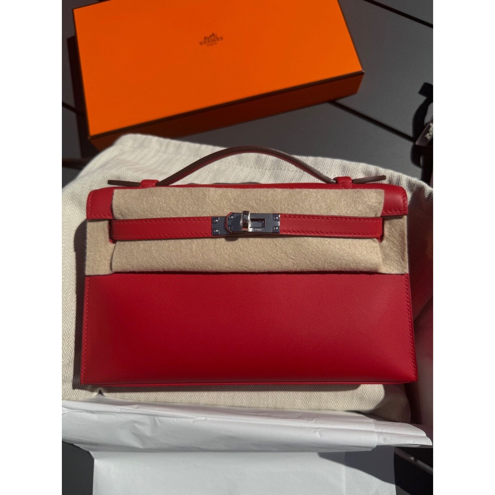Hermes Hermes Mini Kelly Rouge Red Palladium Hardware Clutch Bag Size ONE SIZE - 2 Thumbnail