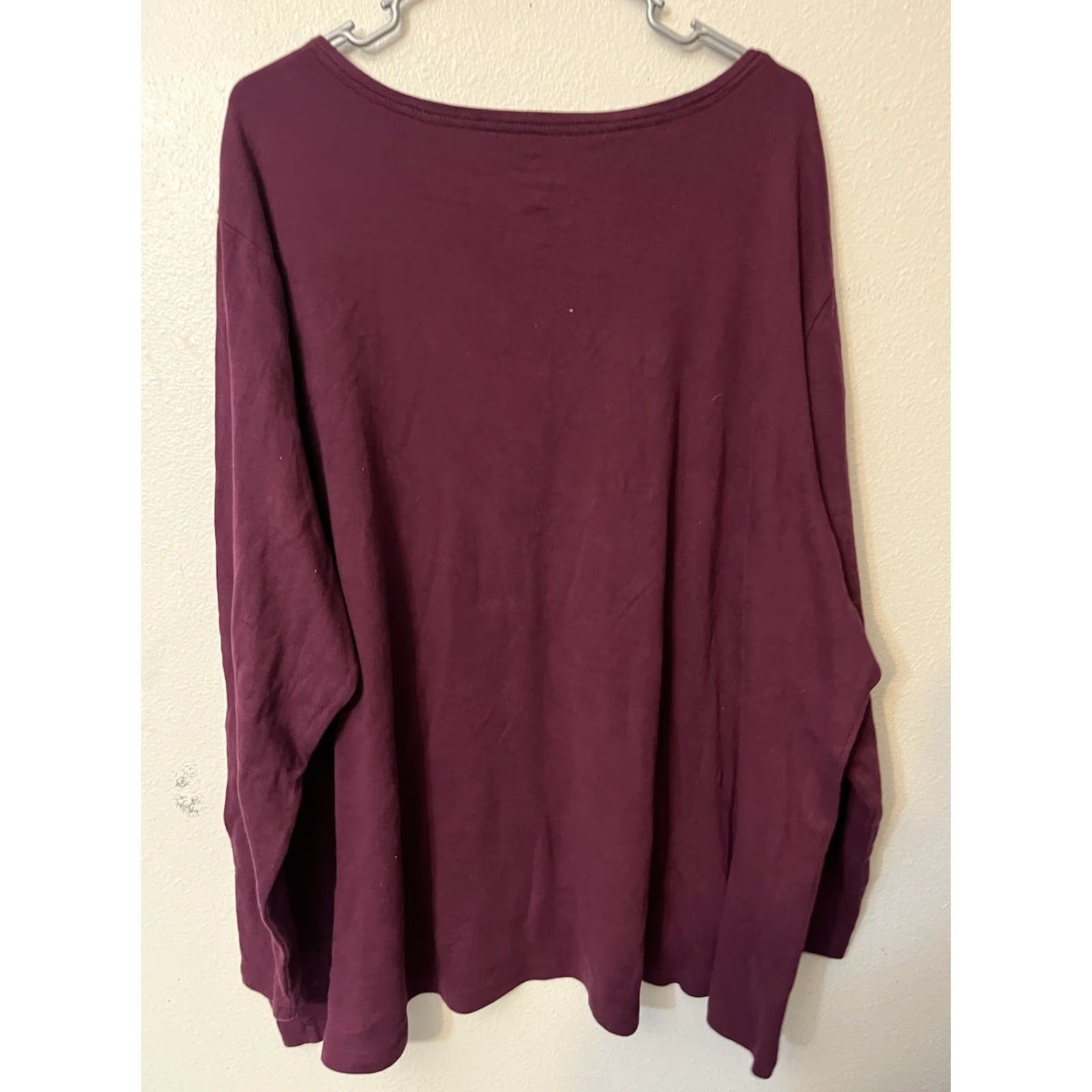 Croft & Barrow Croft & Barrow Holiday Shirt 4X Plum Joy Classic Tee Long Sleeve Glitter Rhinestone Round Neck Pullover Size XXL / US 16-18 / IT 52-54 - 3 Thumbnail