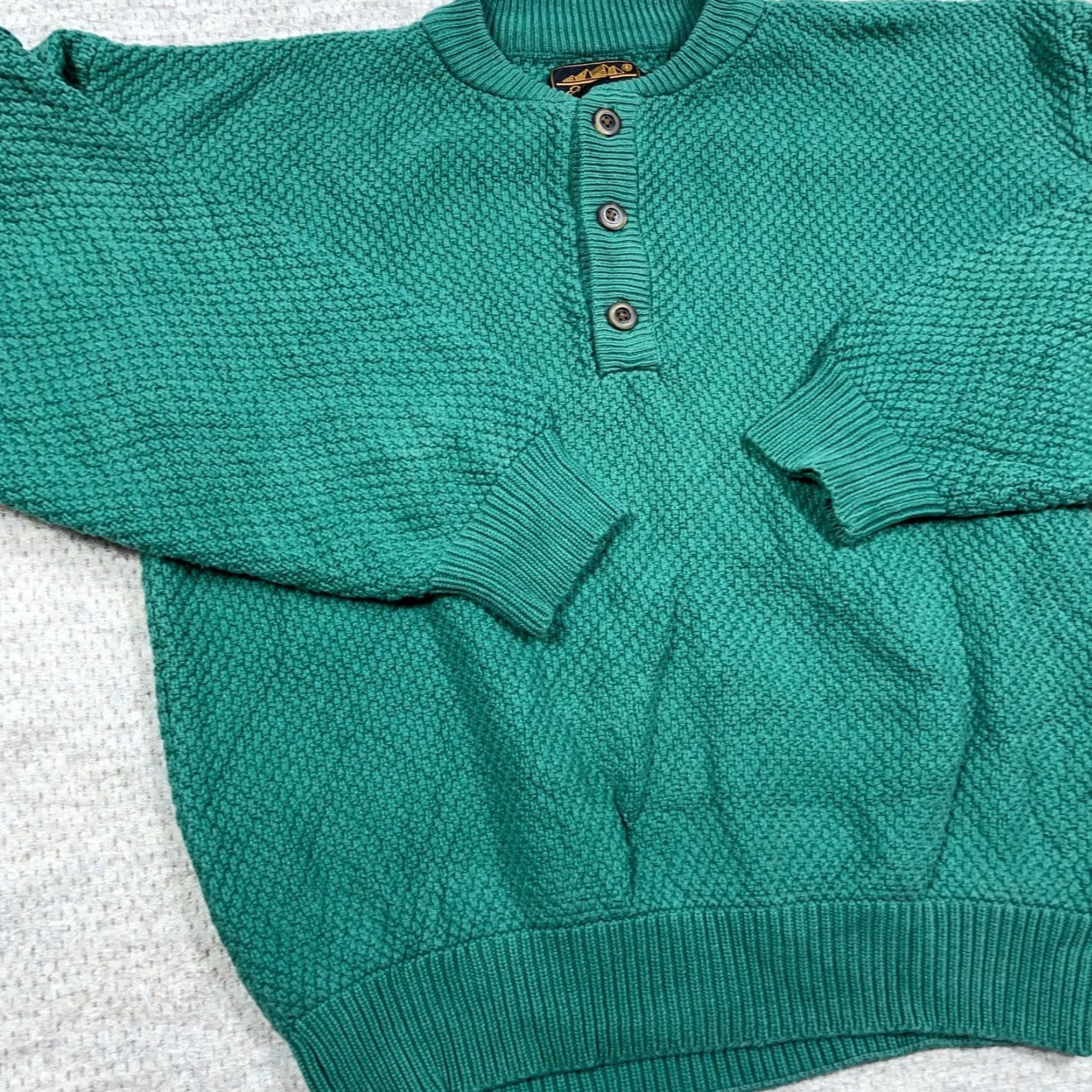 Eddie Bauer VINTAGE Eddie Bauer Sweater Men L Green Henley Waffle Knit Fishermen Grandpa Logo Pullover Knit Casual Classic 90s Mens Size US L / EU 52-54 / 3 - 5 Thumbnail