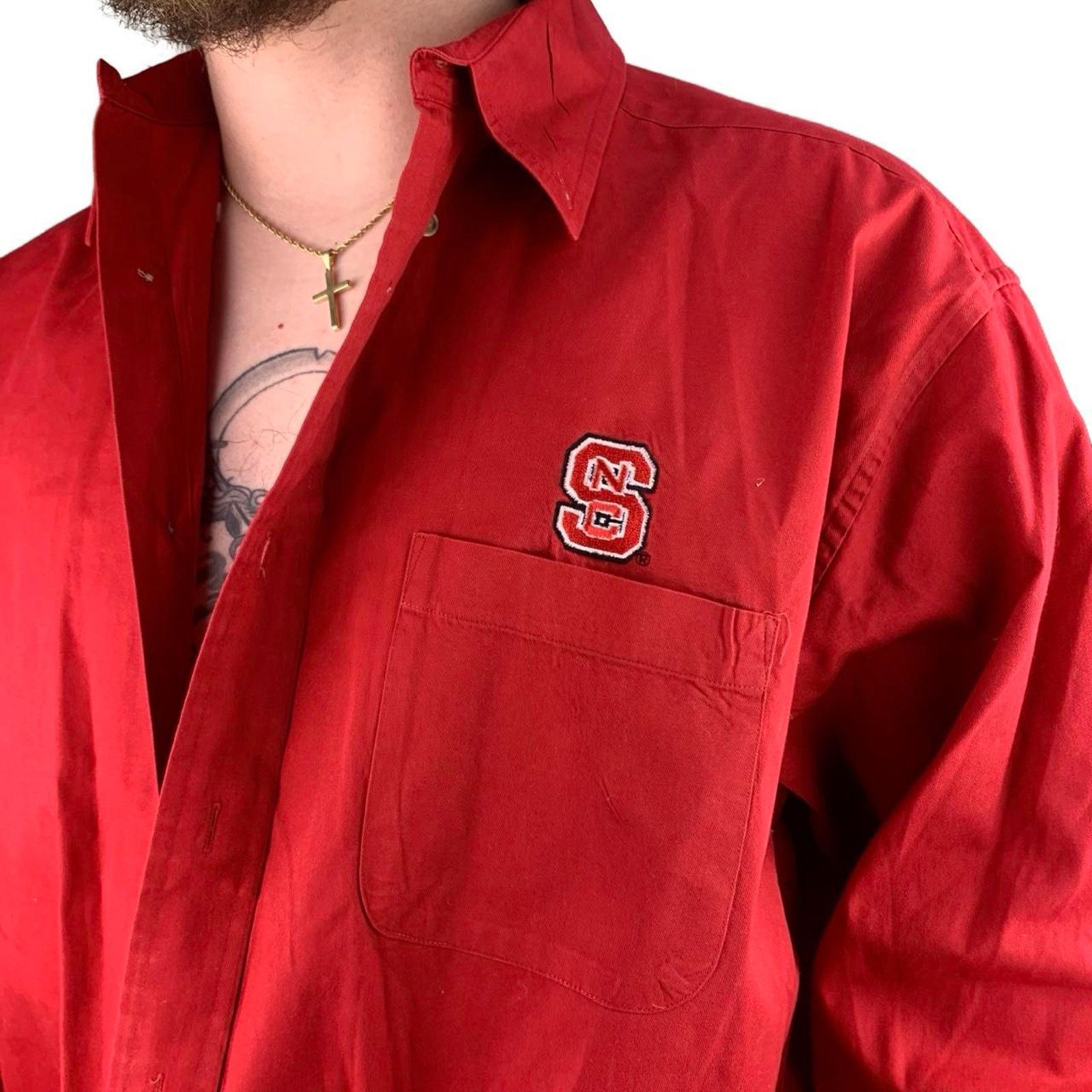 Vintage Vintage 90s NC State Embroidered Button Up Shirt Size US L / EU 52-54 / 3 - 2 Thumbnail