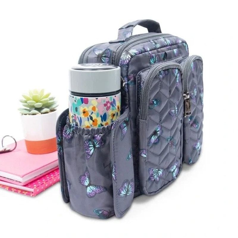 Designer LUG Navigator Butterfly Grey RFID Crossbody Tote Bag Size ONE SIZE - 2 Thumbnail