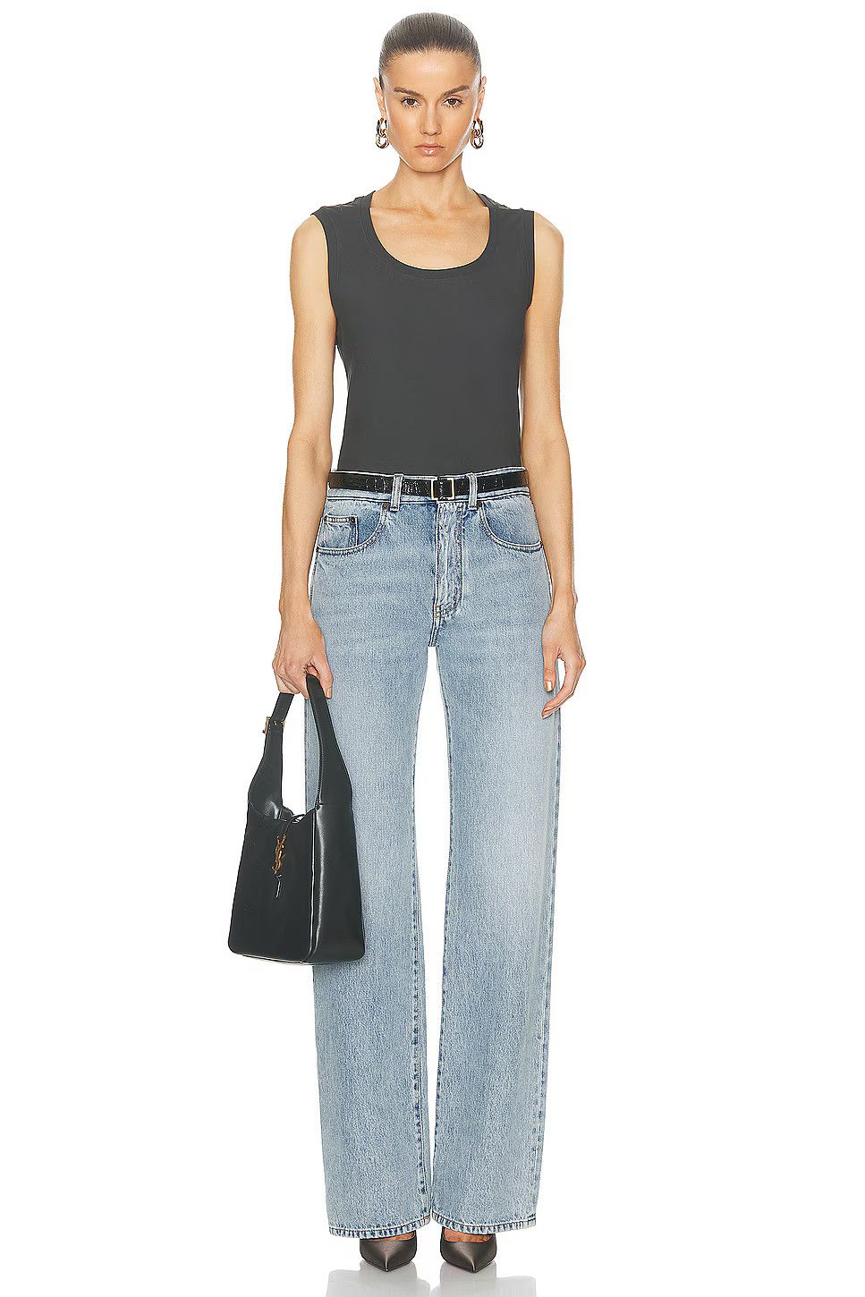 Saint Laurent Paris o1la1rc1a0425 773451 Tank Top Jersey Coton Crepe in Gris Size XL / US 12-14 / IT 48-50 - 4 Thumbnail