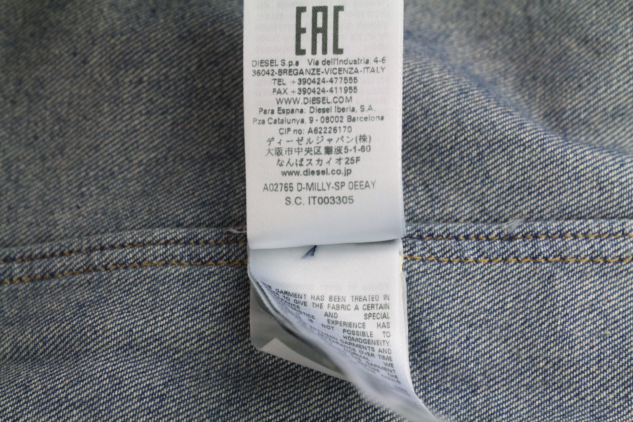 Diesel D-MILLY-SP L Denim Blue Spread Collar 40506 Size US L / EU 52-54 / 3 - 9 Thumbnail